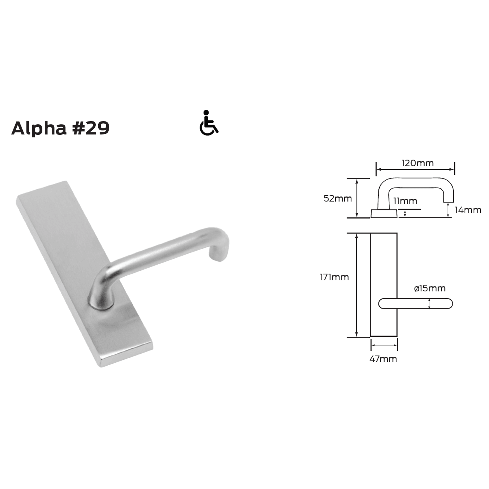 Legge 700 Series Alpha (29) Door Furniture gallery detail image