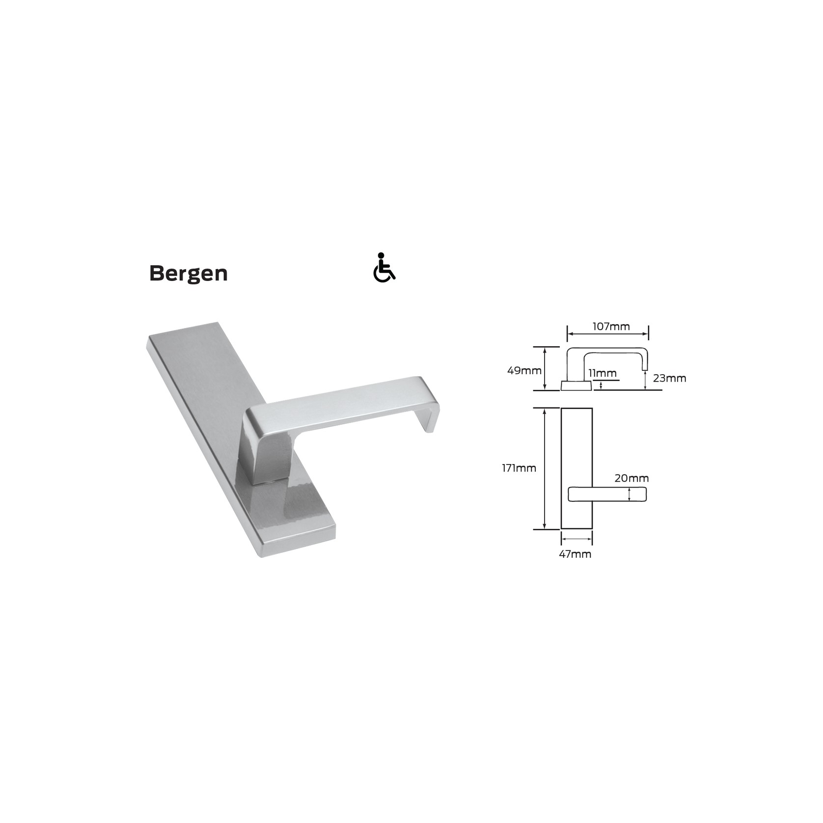 Legge 700 Series Bergen (B) Door Furniture gallery detail image