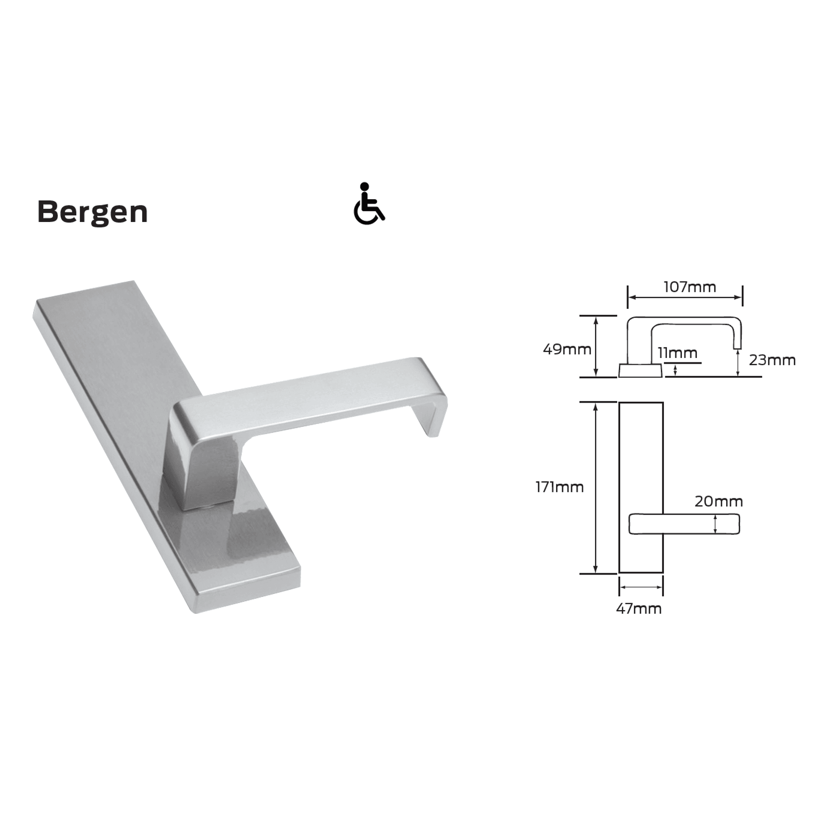 Legge 700 Series Bergen (B) Door Furniture gallery detail image