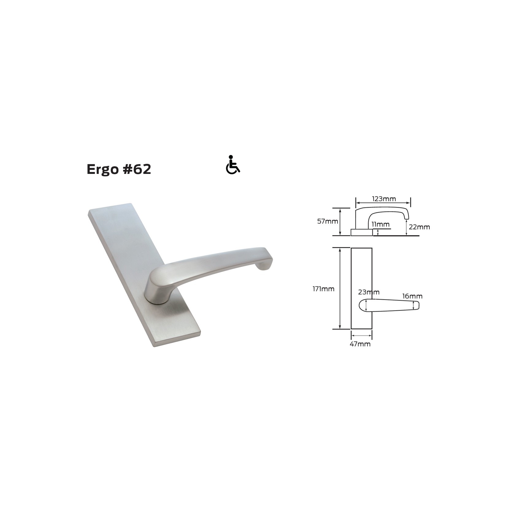 Legge 700 Series Ergo (62) Door Furniture gallery detail image