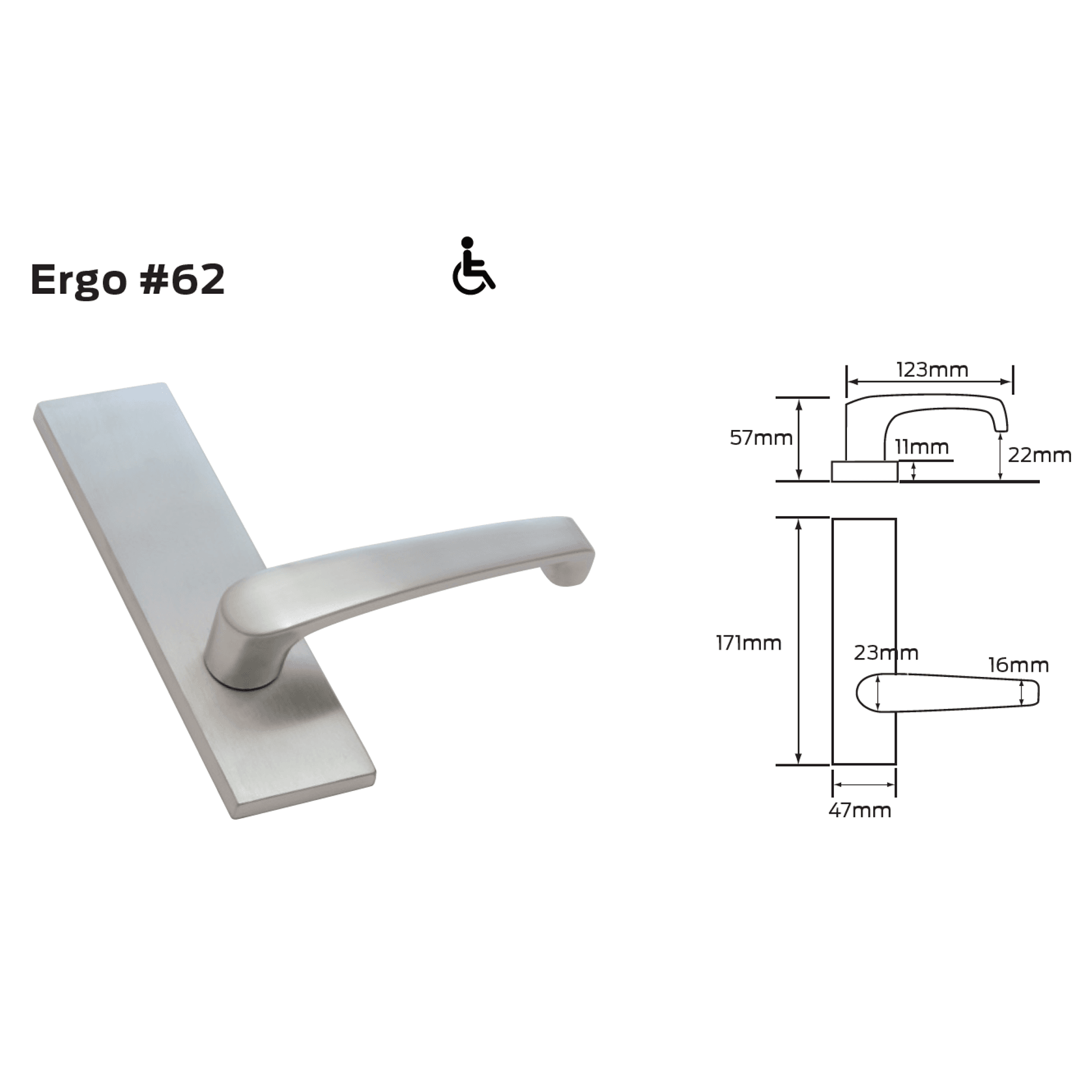 Legge 700 Series Ergo (62) Door Furniture gallery detail image