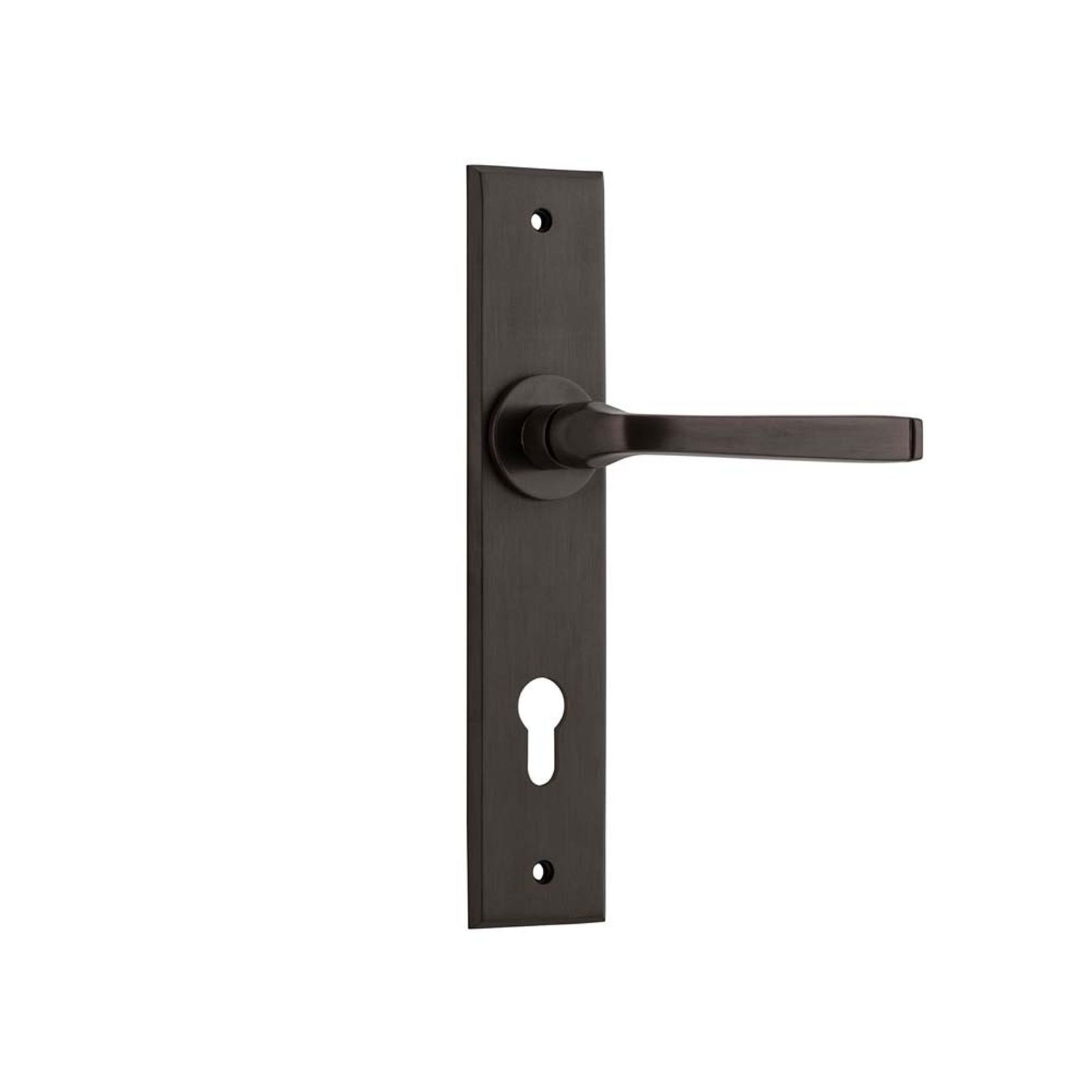 Iver Annecy Door Lever on Chamfered Backplate Euro Bronzed Brass 10788E85 - Customise to your needs gallery detail image
