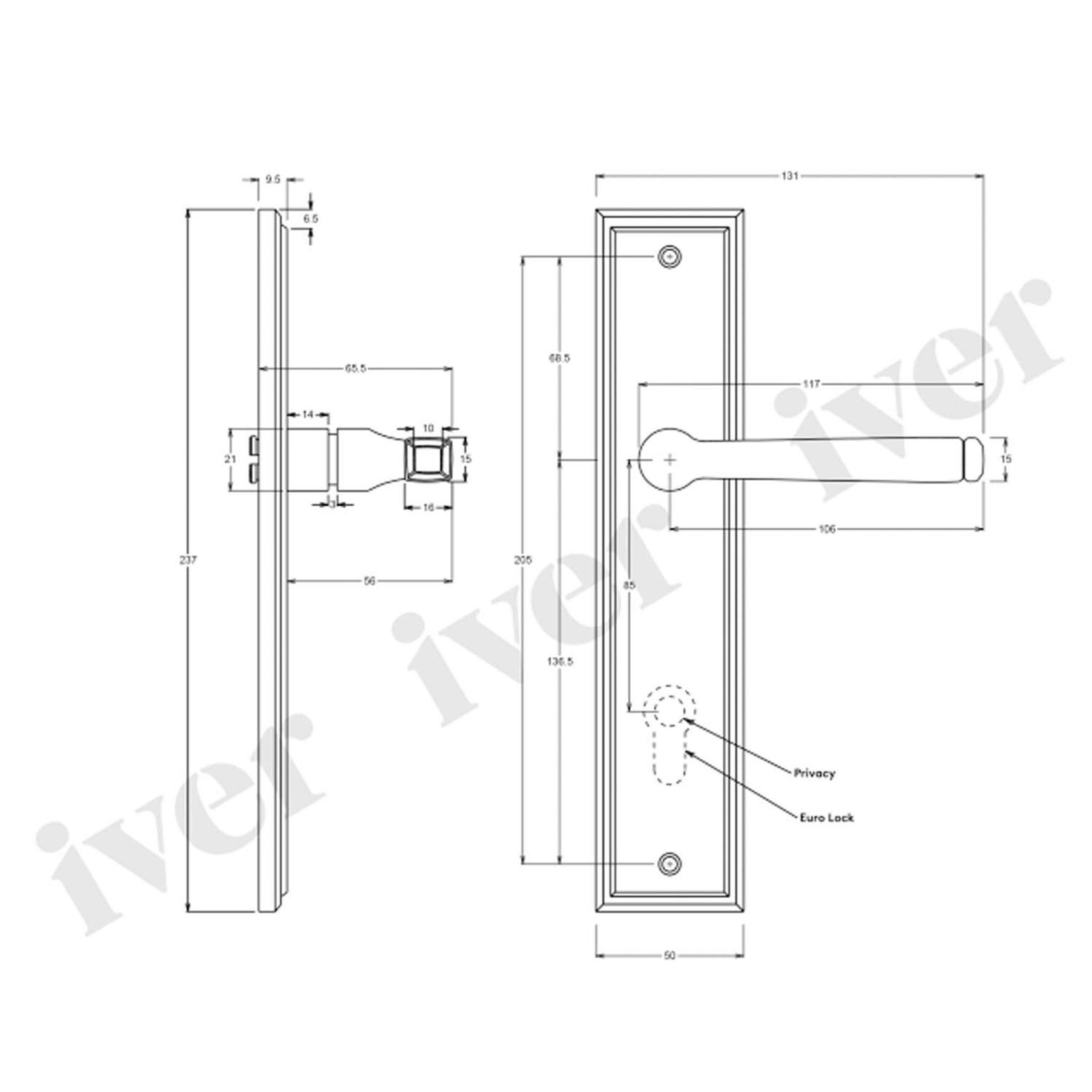 Iver Annecy Door Lever on Stepped Backplate Euro Brushed Chrome 12244E85 - Customise to your need gallery detail image