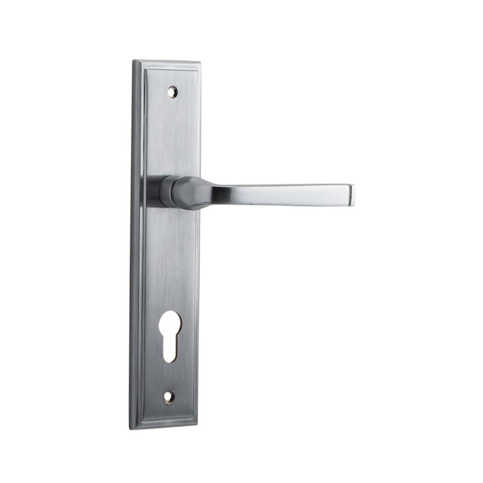 Iver Annecy Door Lever on Stepped Backplate Euro Brushed Chrome 12244E85 - Customise to your need gallery detail image