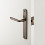 Iver Annecy Door Lever on Oval Backplate Euro Satin Nickel 14732E85 - Customise to your needs gallery detail image
