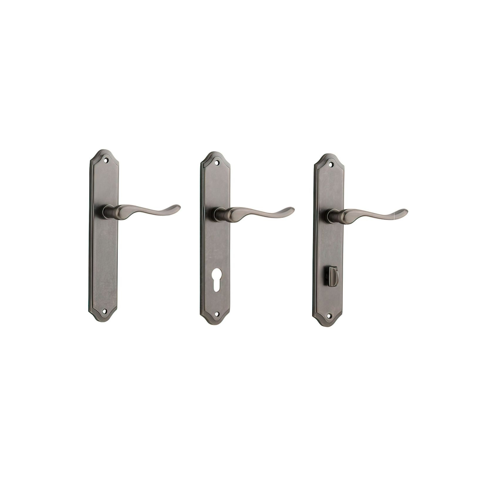 Iver Stirling Lever on Shouldered Backplate Distressed Nickel gallery detail image