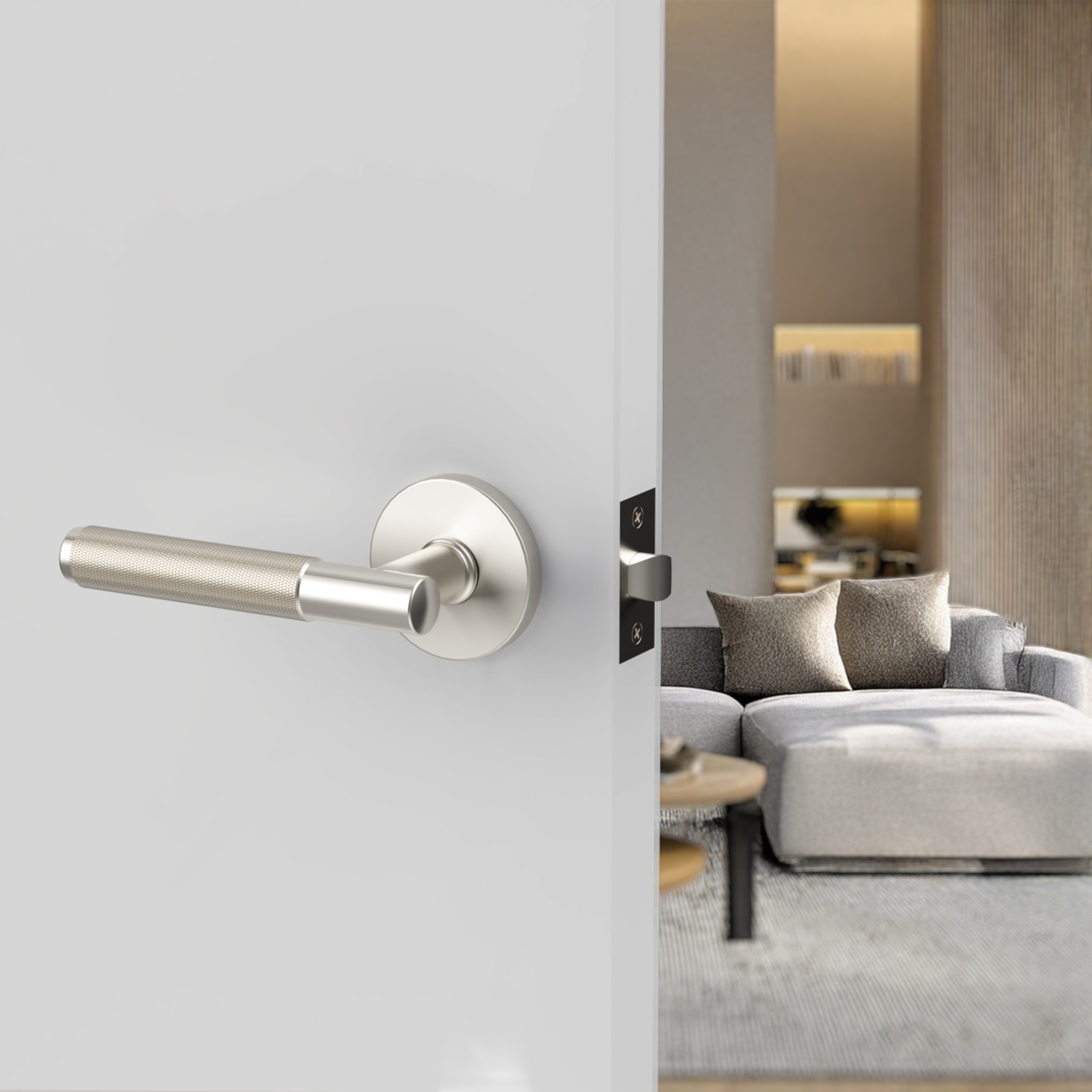Flow Lever Handle In Matt Brushed Nickel gallery detail image