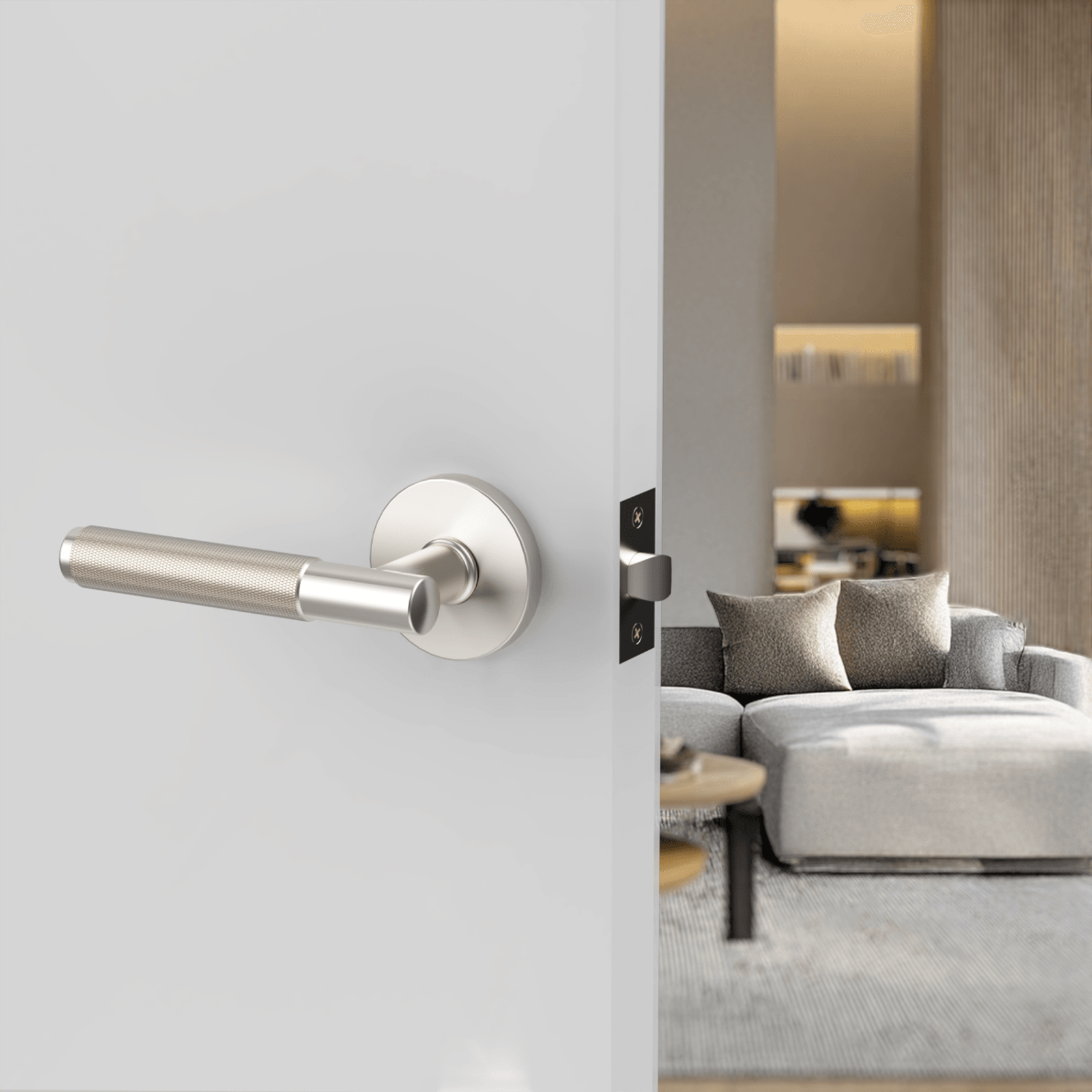 Flow Lever Handle In Matt Brushed Nickel gallery detail image