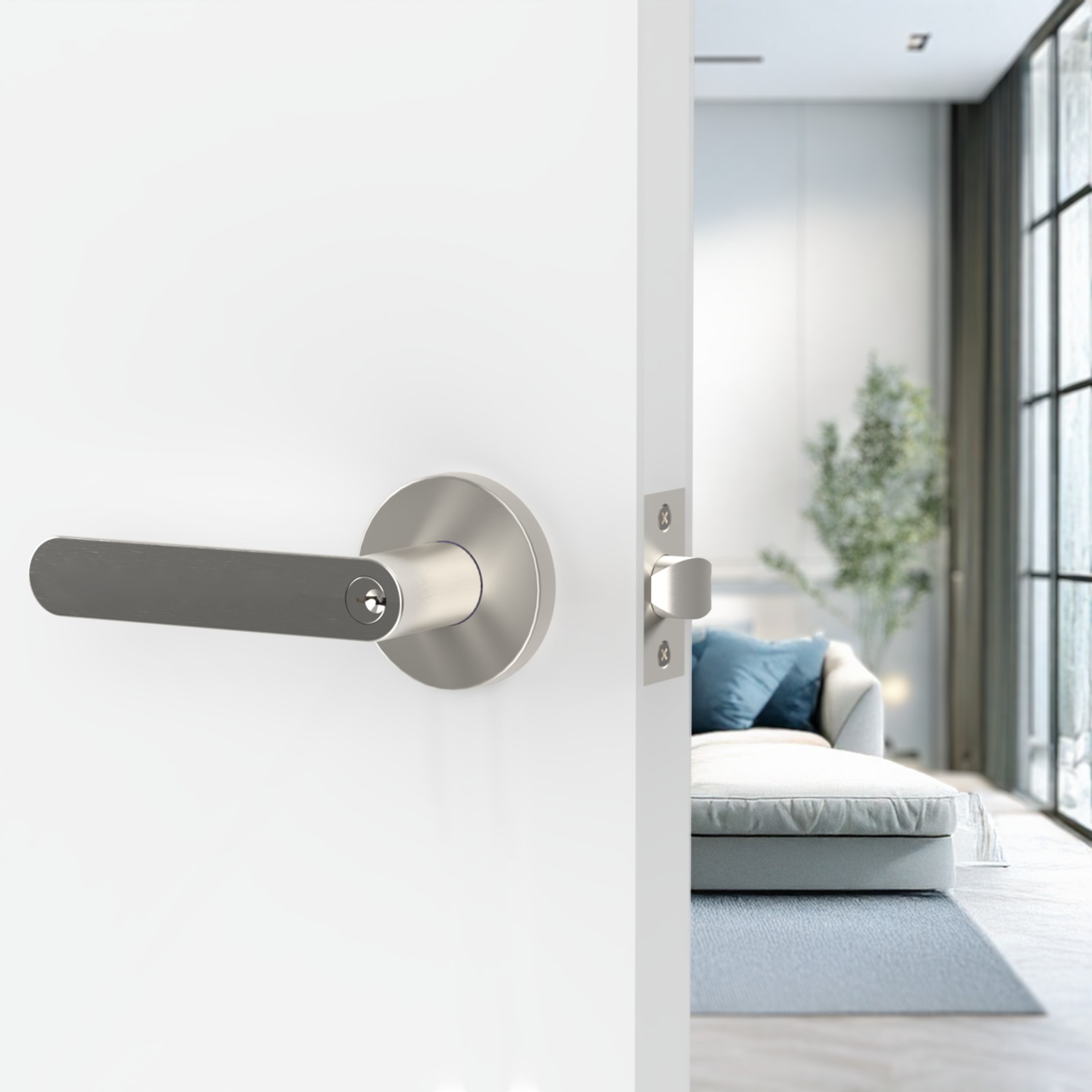Jun Lever Handle In Matt Brushed Nickel gallery detail image
