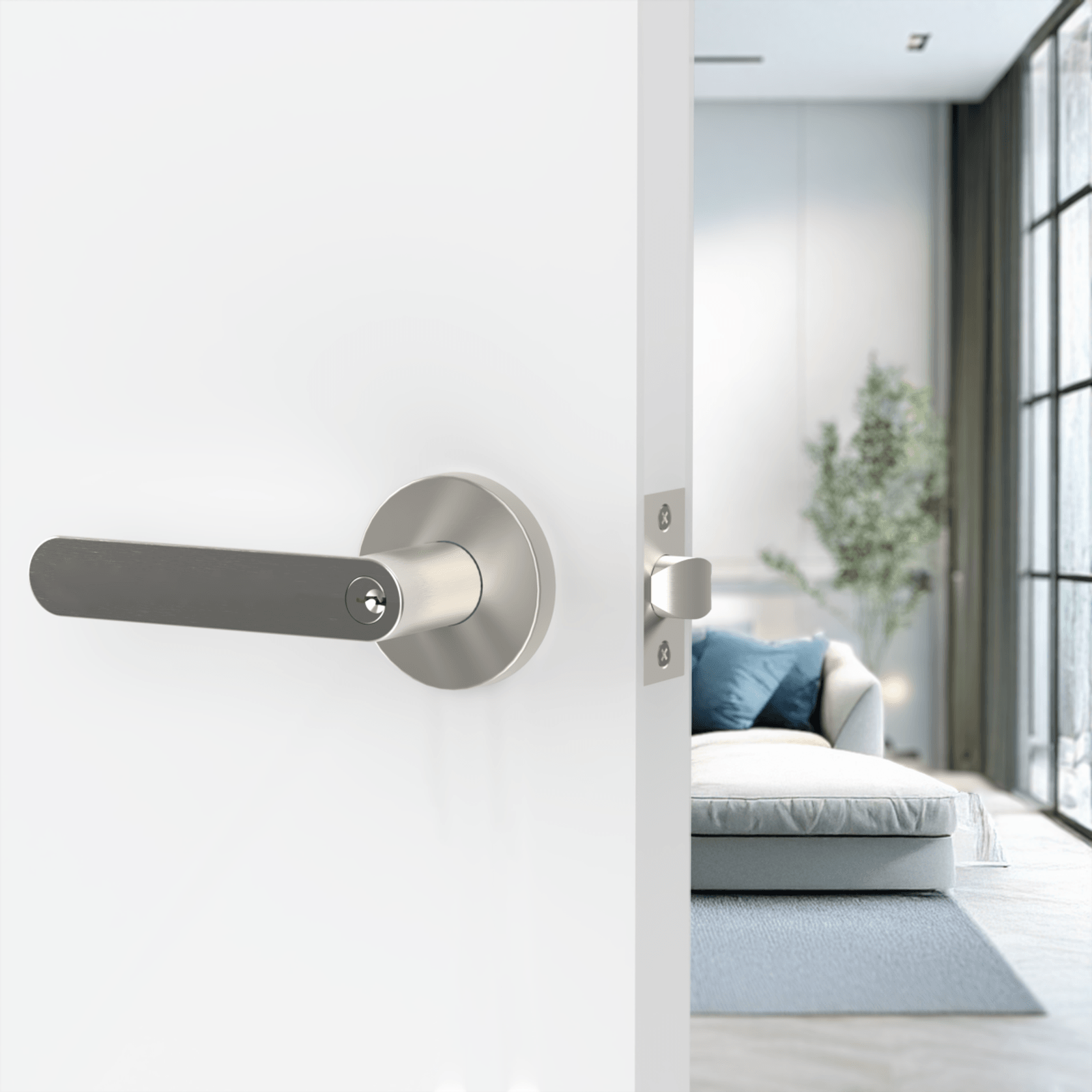 Jun Lever Handle In Matt Brushed Nickel gallery detail image