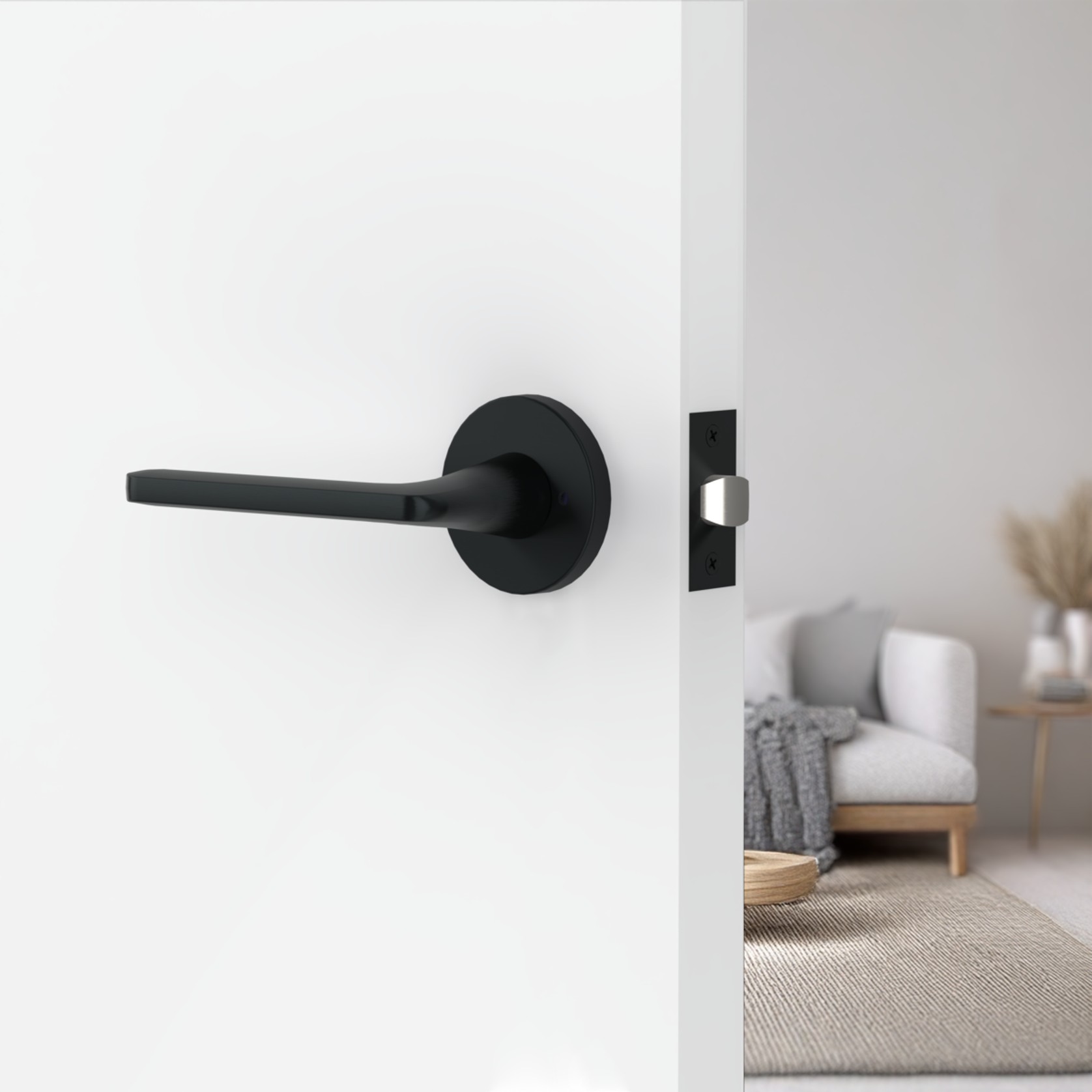 Loft Lever Handle In Matt Black gallery detail image