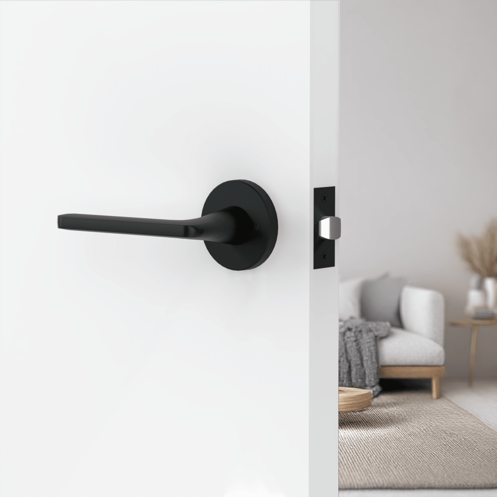 Loft Lever Handle In Matt Black gallery detail image
