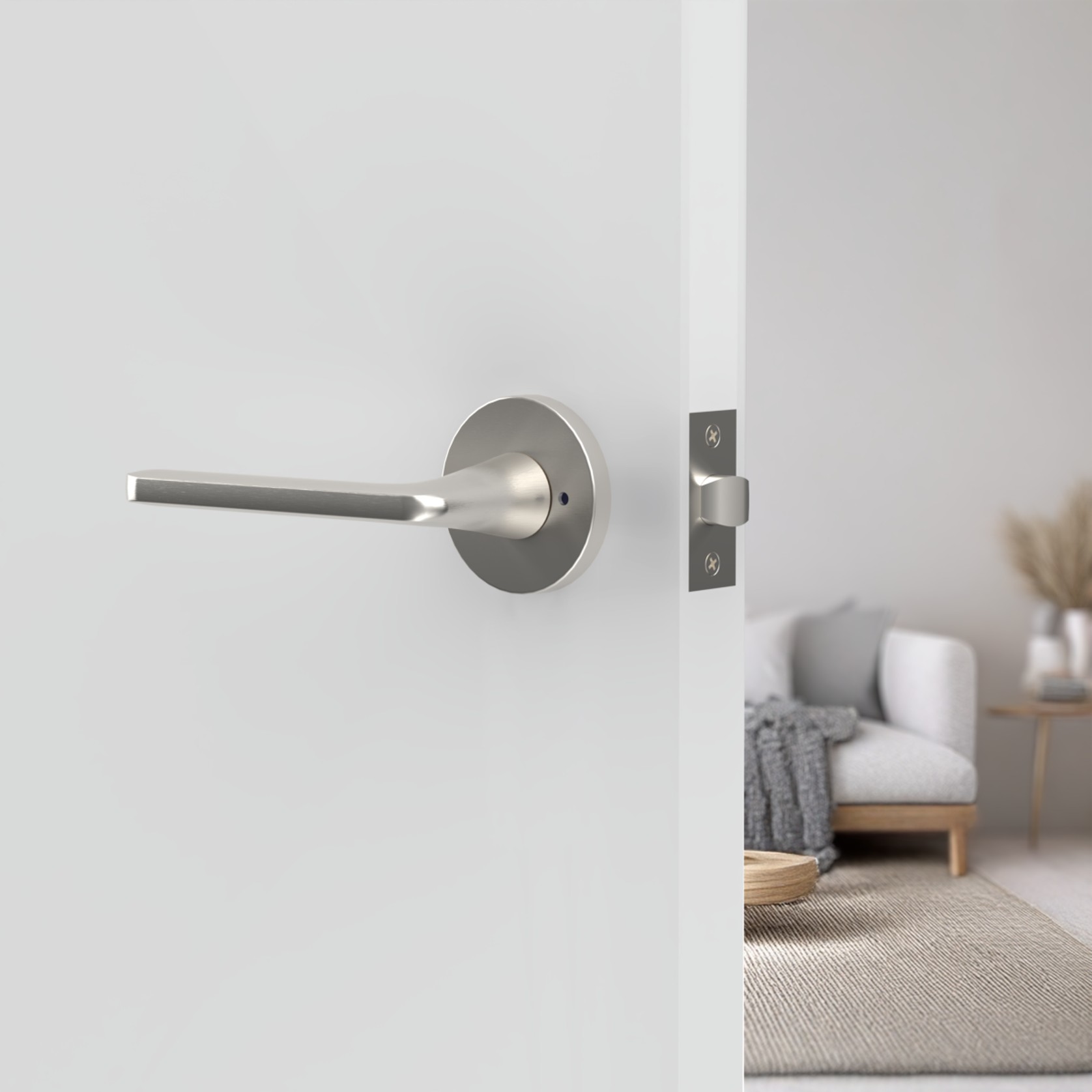 Loft Lever Handle In Matt Brushed Nickel gallery detail image