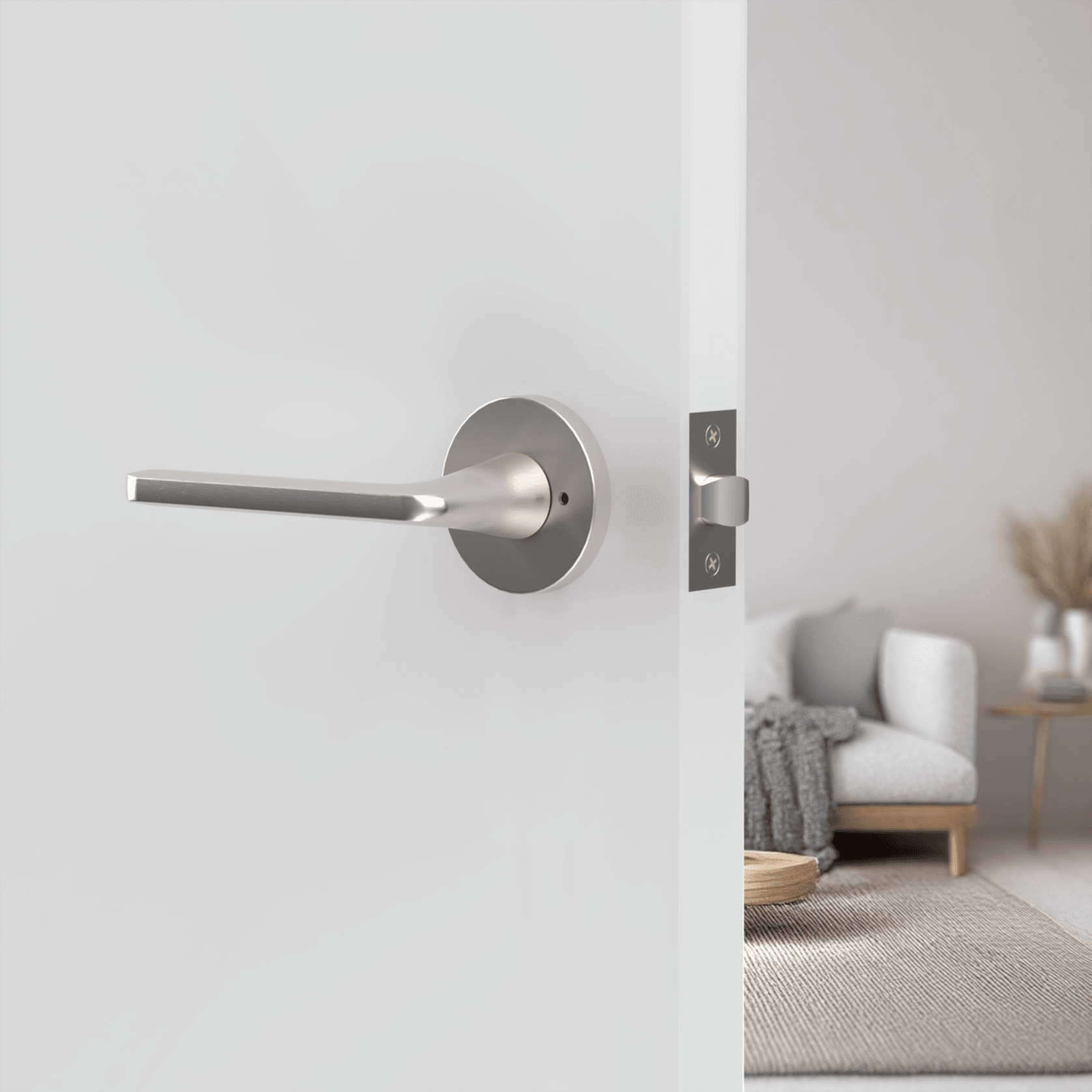 Loft Lever Handle In Matt Brushed Nickel gallery detail image