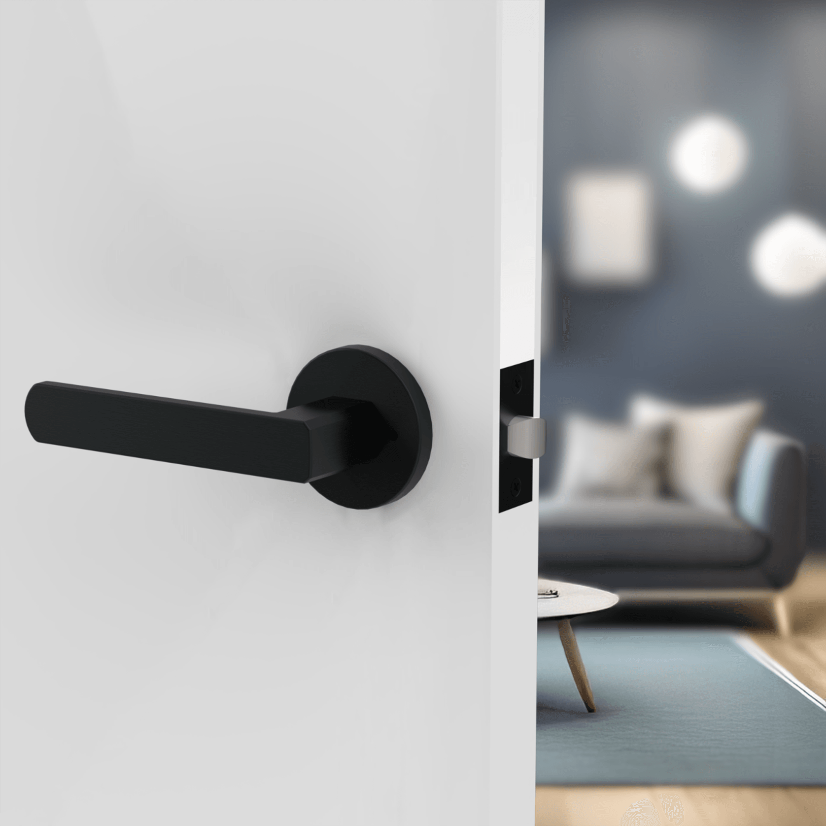Moon Lever Handle In Matt Black gallery detail image