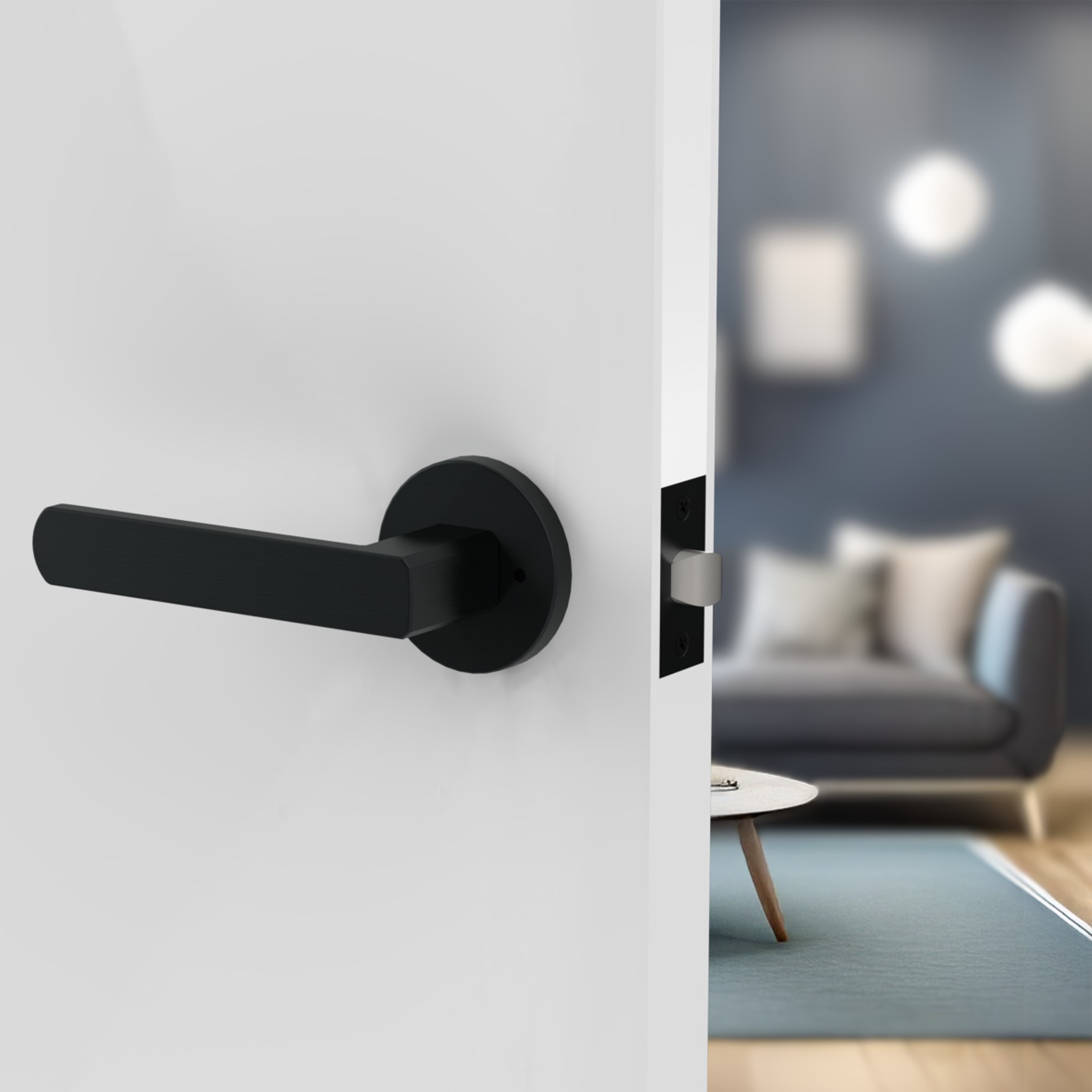 Moon Lever Handle In Matt Black gallery detail image