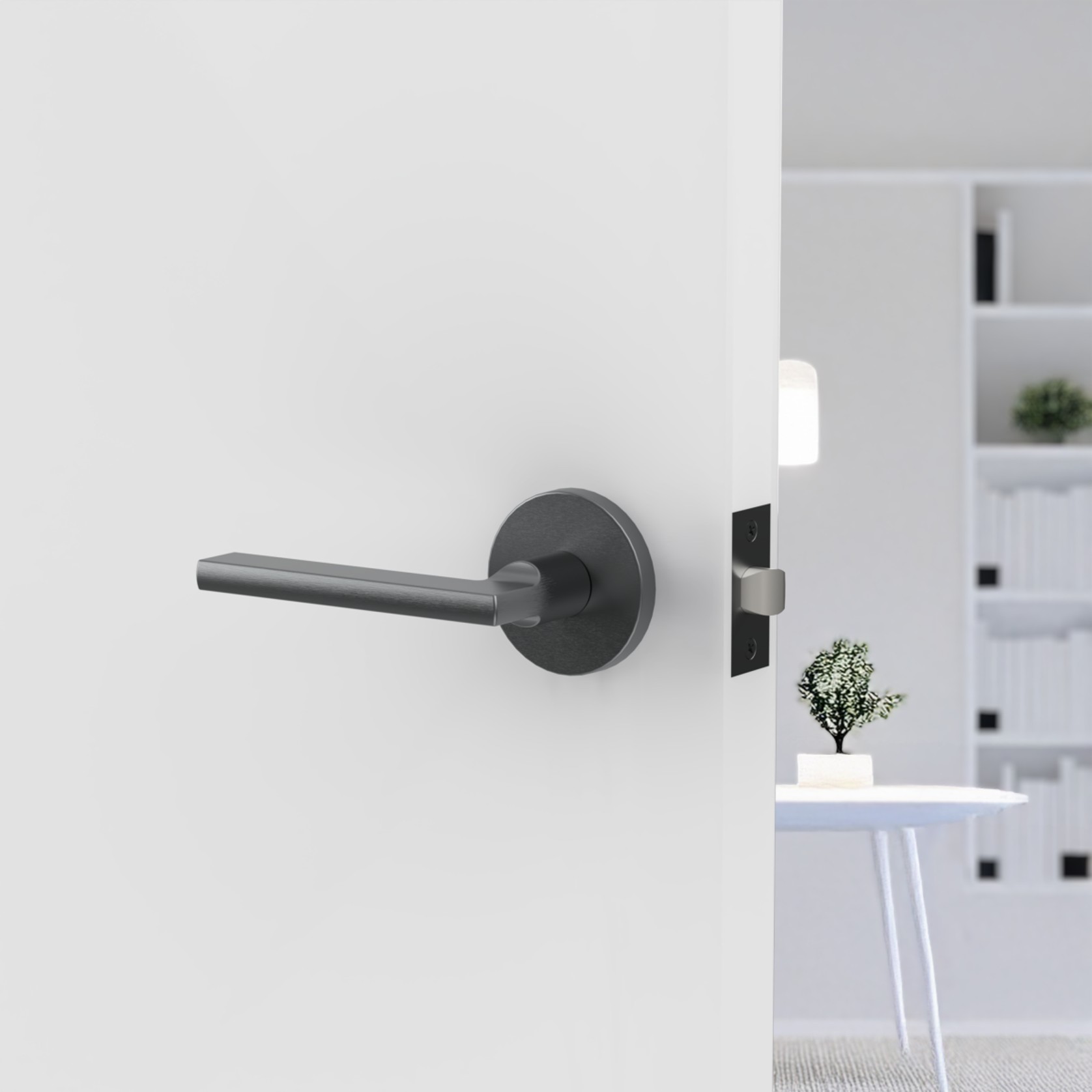Raglan Lever Handle In Nickel Graphite gallery detail image