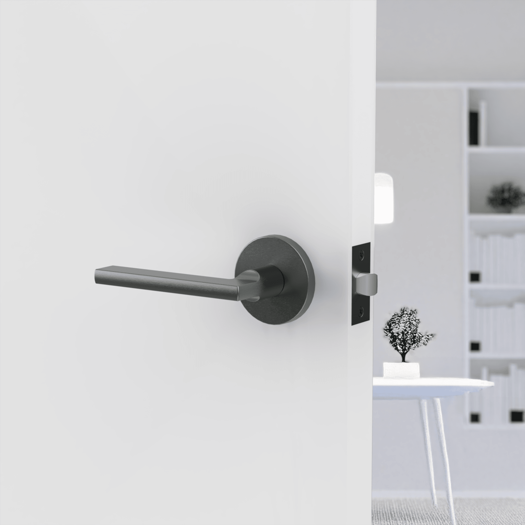 Raglan Lever Handle In Nickel Graphite gallery detail image