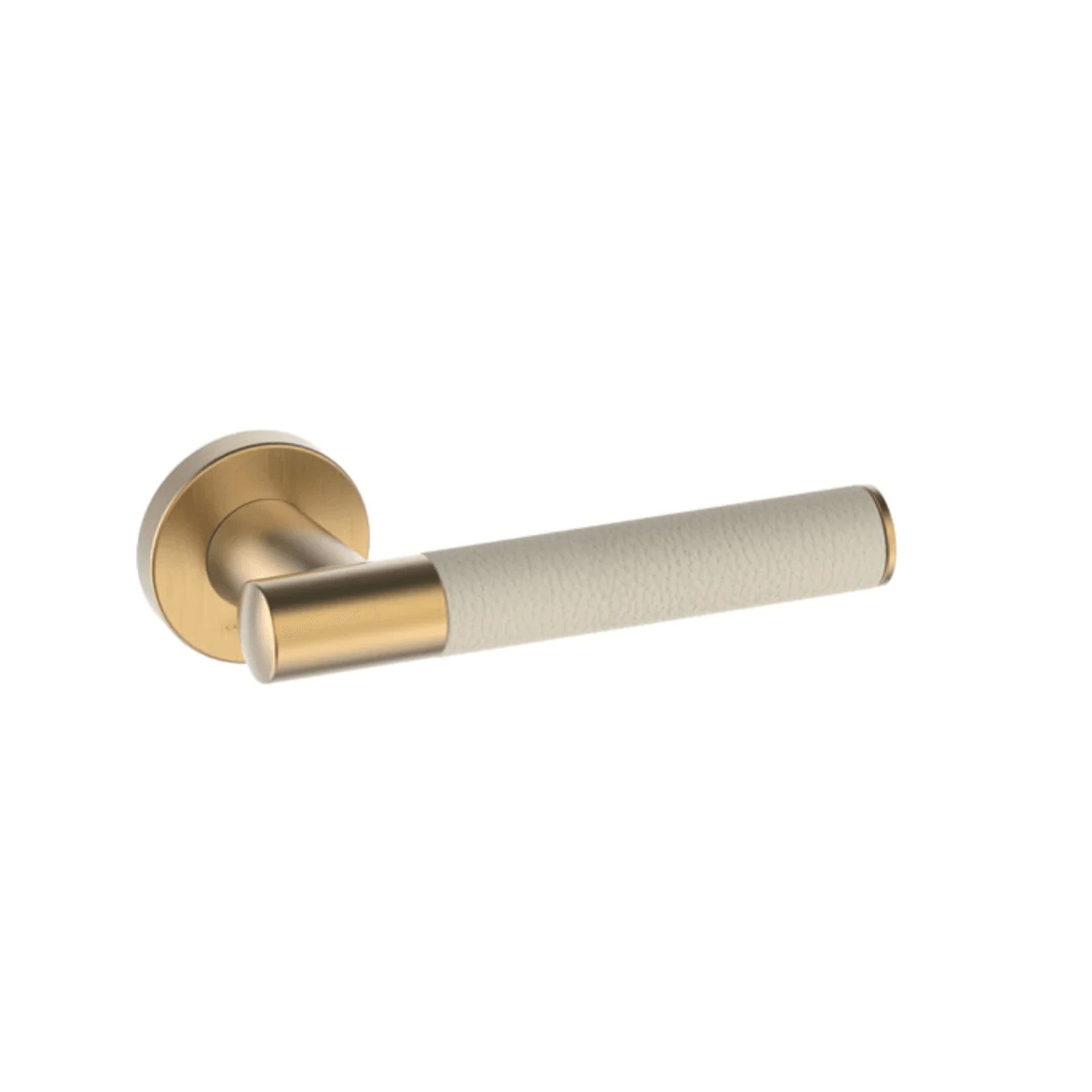 Kawajun Solid Brass and Leather Door Leverset TCC gallery detail image