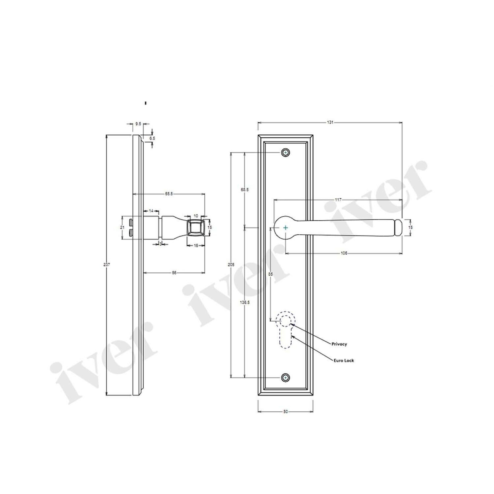 Iver Annecy Door Lever on Stepped Backplate Brushed Chrome - Customise to your needs gallery detail image