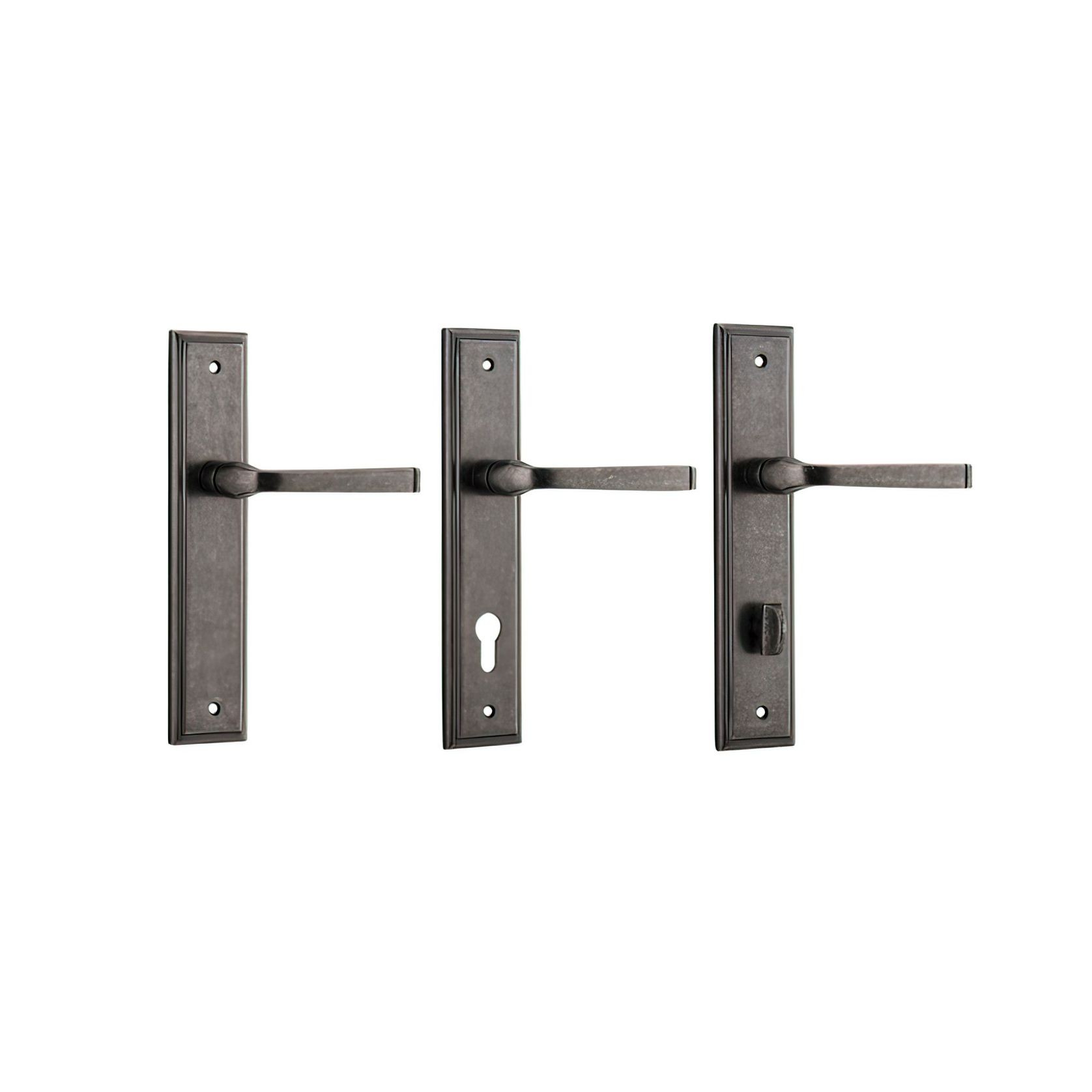 Iver Annecy Door Lever on Stepped Backplate Distressed Nickel gallery detail image