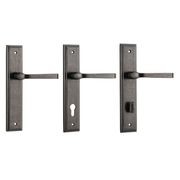 Iver Annecy Door Lever on Stepped Backplate Distressed Nickel gallery detail image