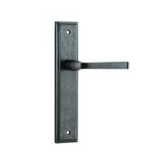 Iver Annecy Door Lever on Stepped Backplate Distressed Nickel gallery detail image