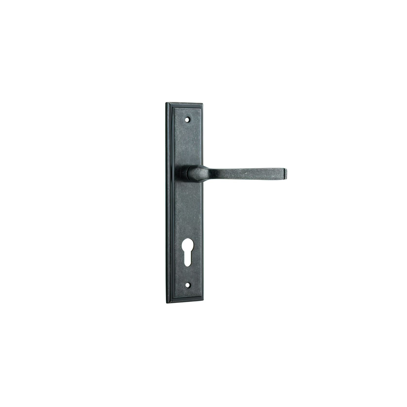 Iver Annecy Door Lever on Stepped Backplate Distressed Nickel gallery detail image