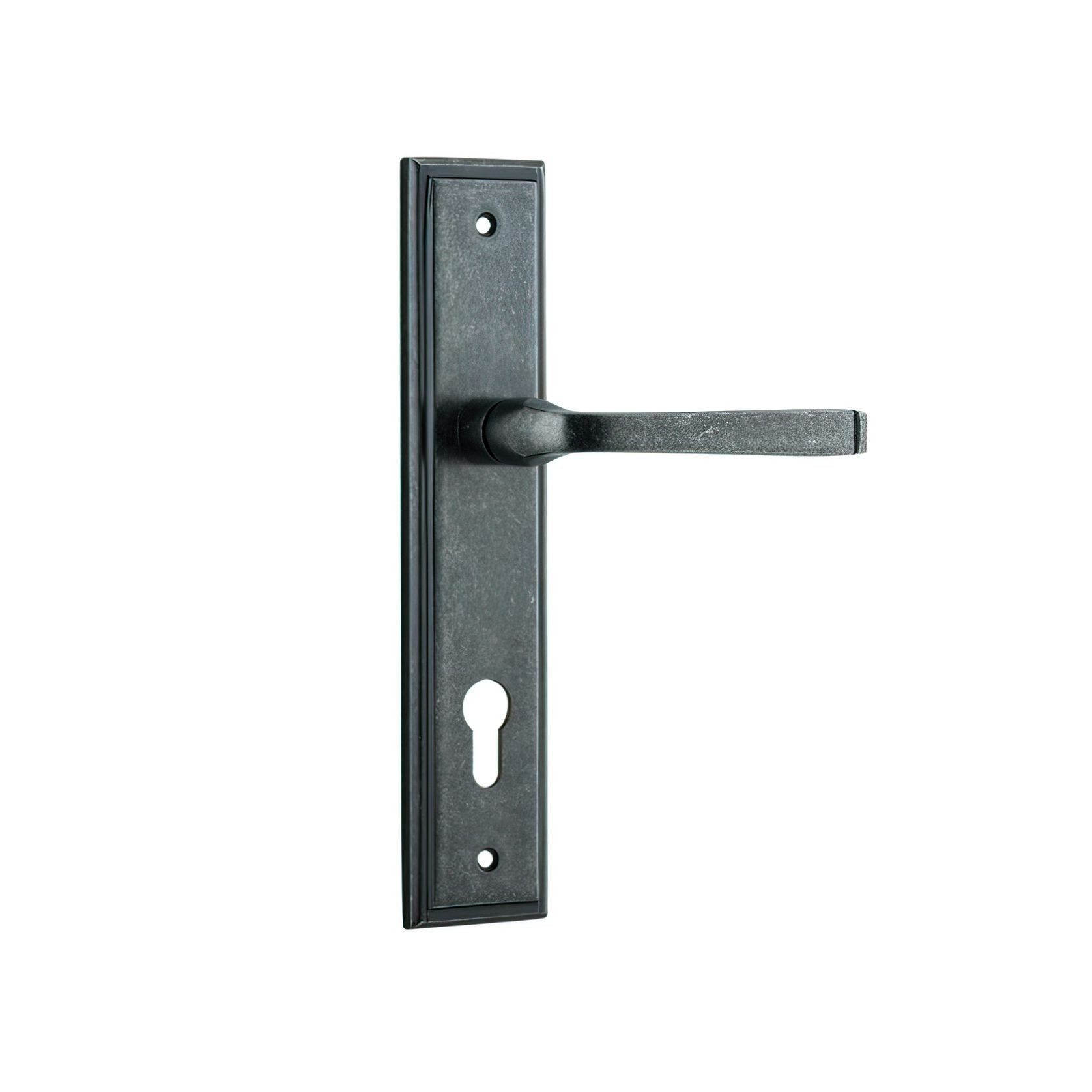 Iver Annecy Door Lever on Stepped Backplate Distressed Nickel gallery detail image