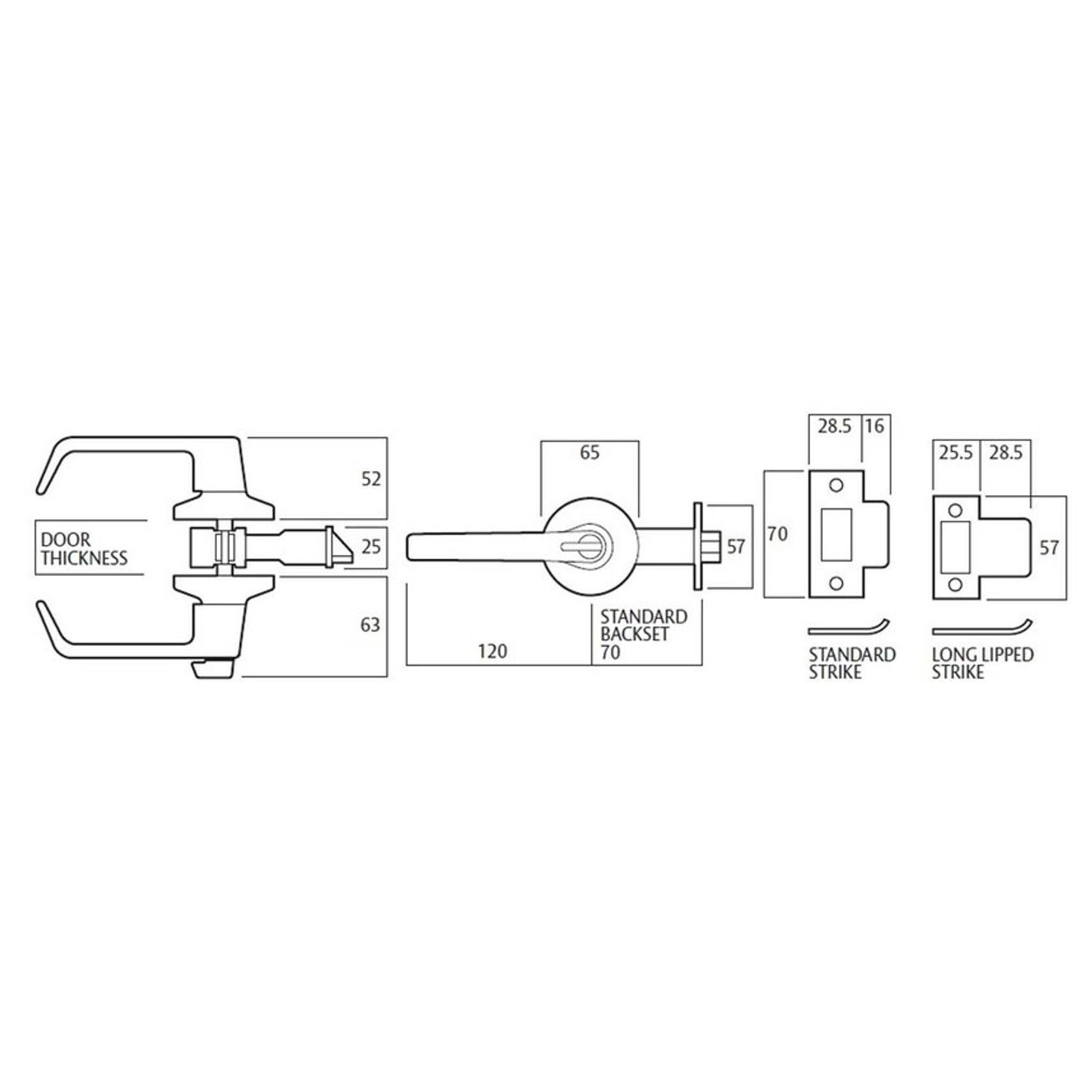 Lockwood Door Lever Passage Lever Set Commercial Grade Fire Rated Satin Chrome 951SC gallery detail image