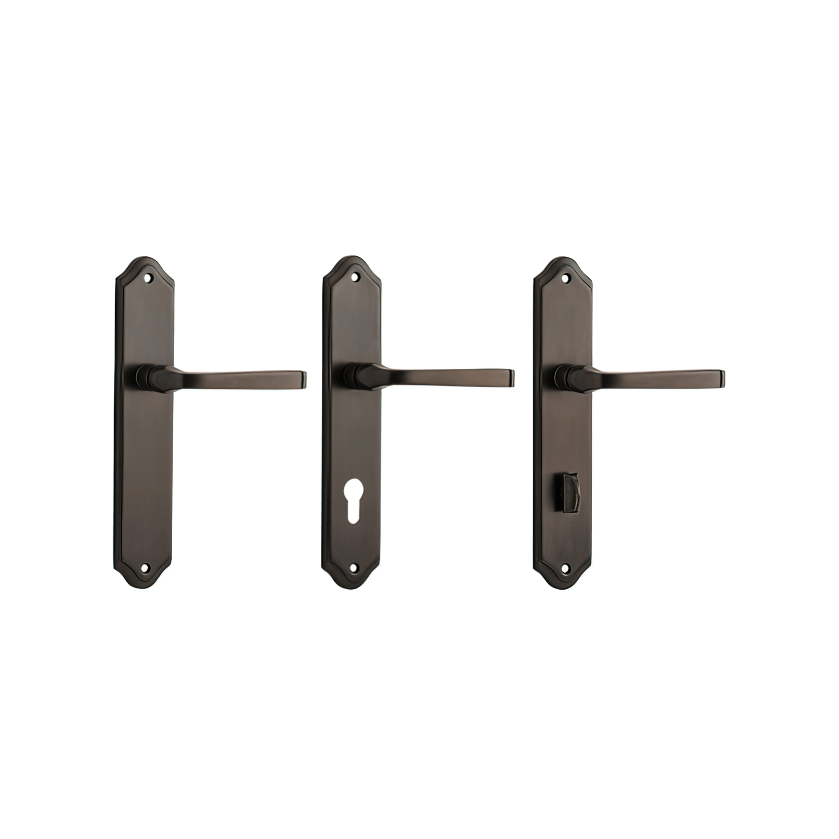 Iver Annecy Door Lever on Shouldered Backplate Signature Brass gallery detail image