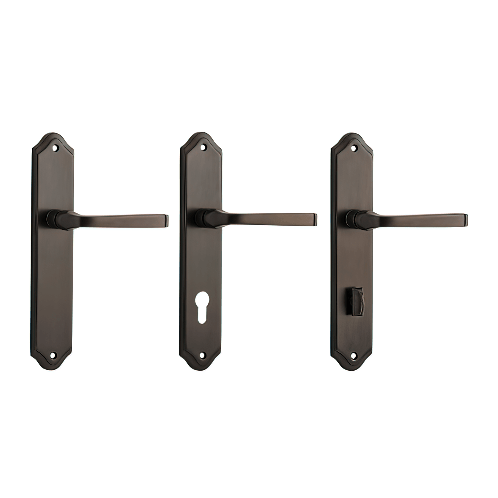 Iver Annecy Door Lever on Shouldered Backplate Signature Brass gallery detail image