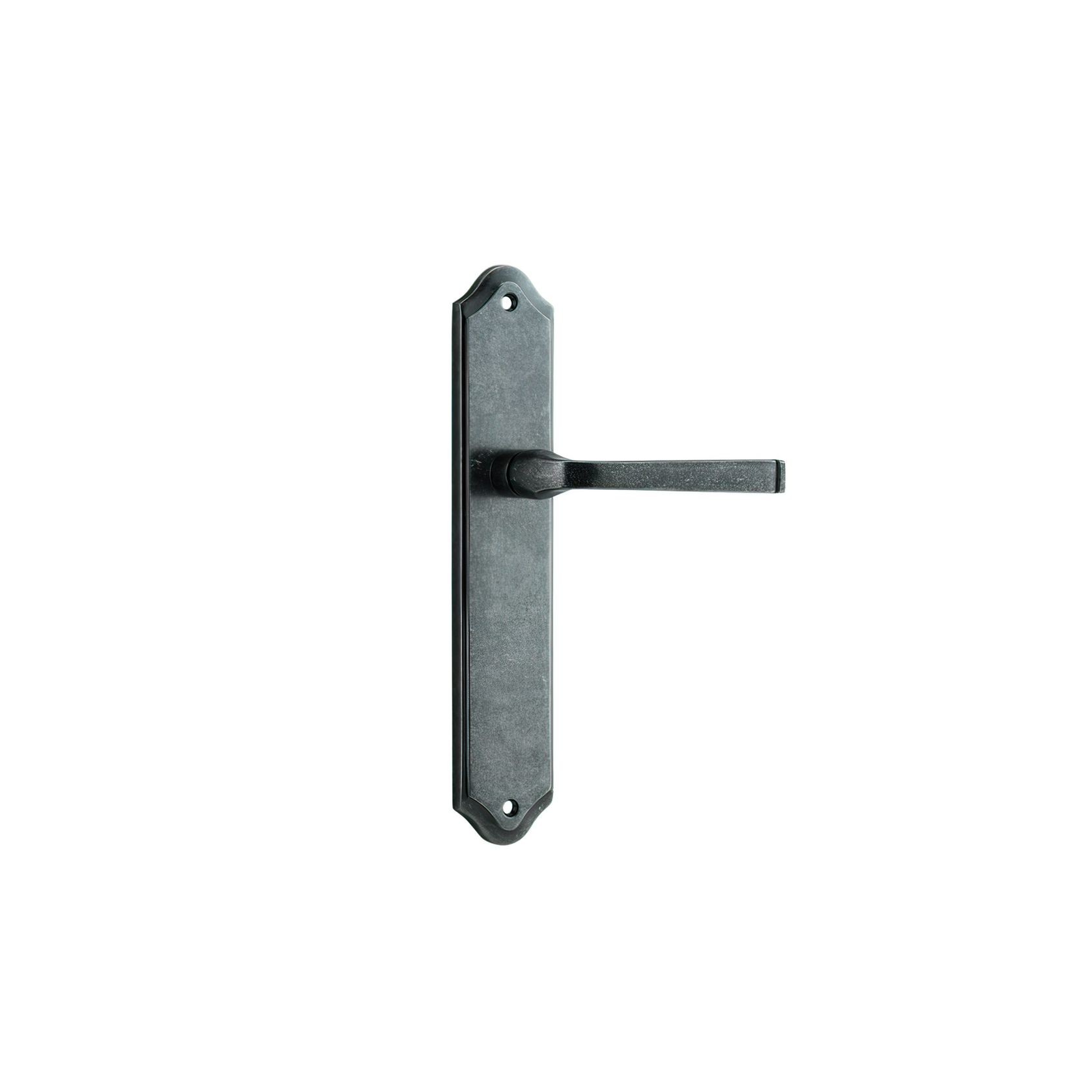 Iver Annecy Door Lever on Shouldered Backplate Distressed Nickel gallery detail image
