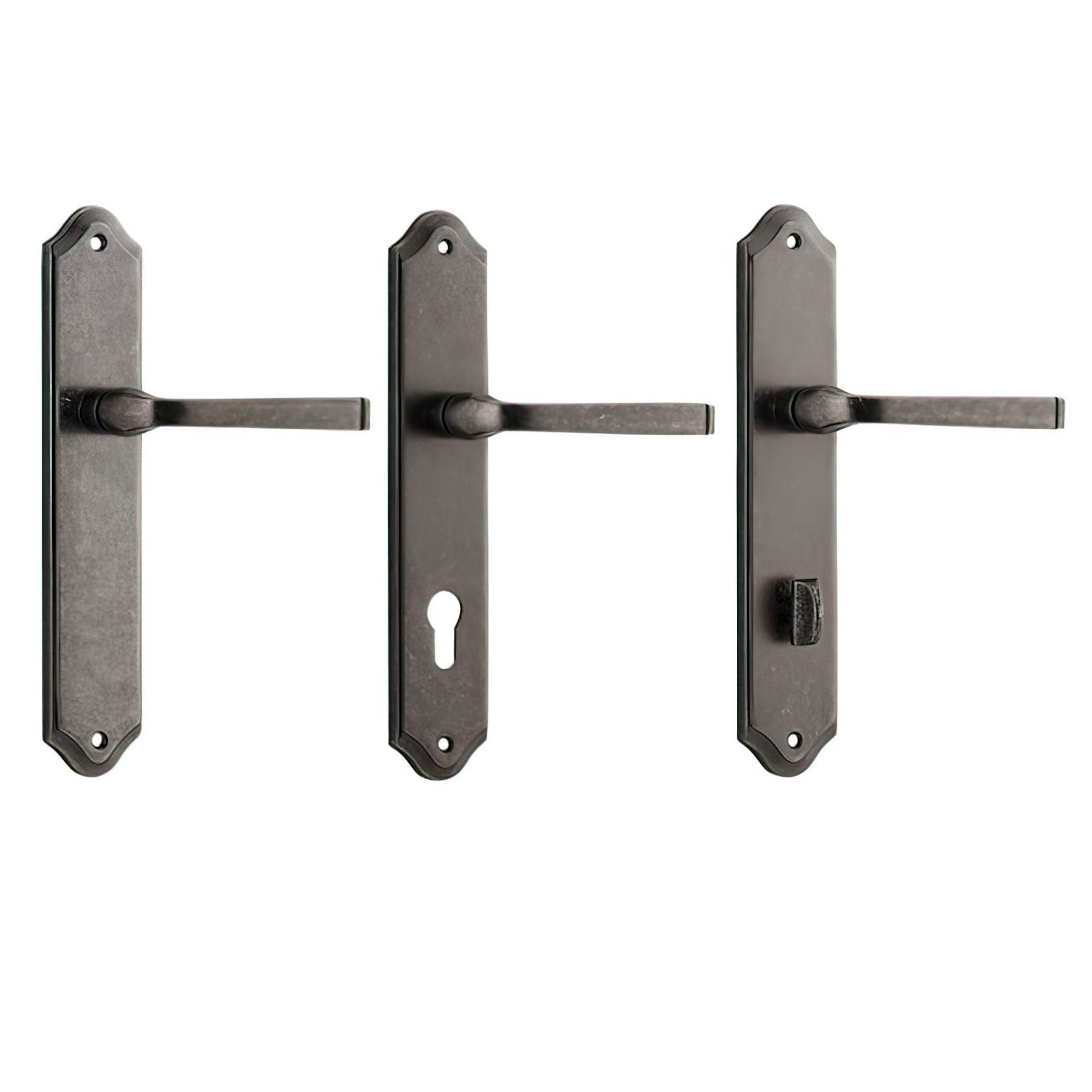 Iver Annecy Door Lever on Shouldered Backplate Distressed Nickel gallery detail image