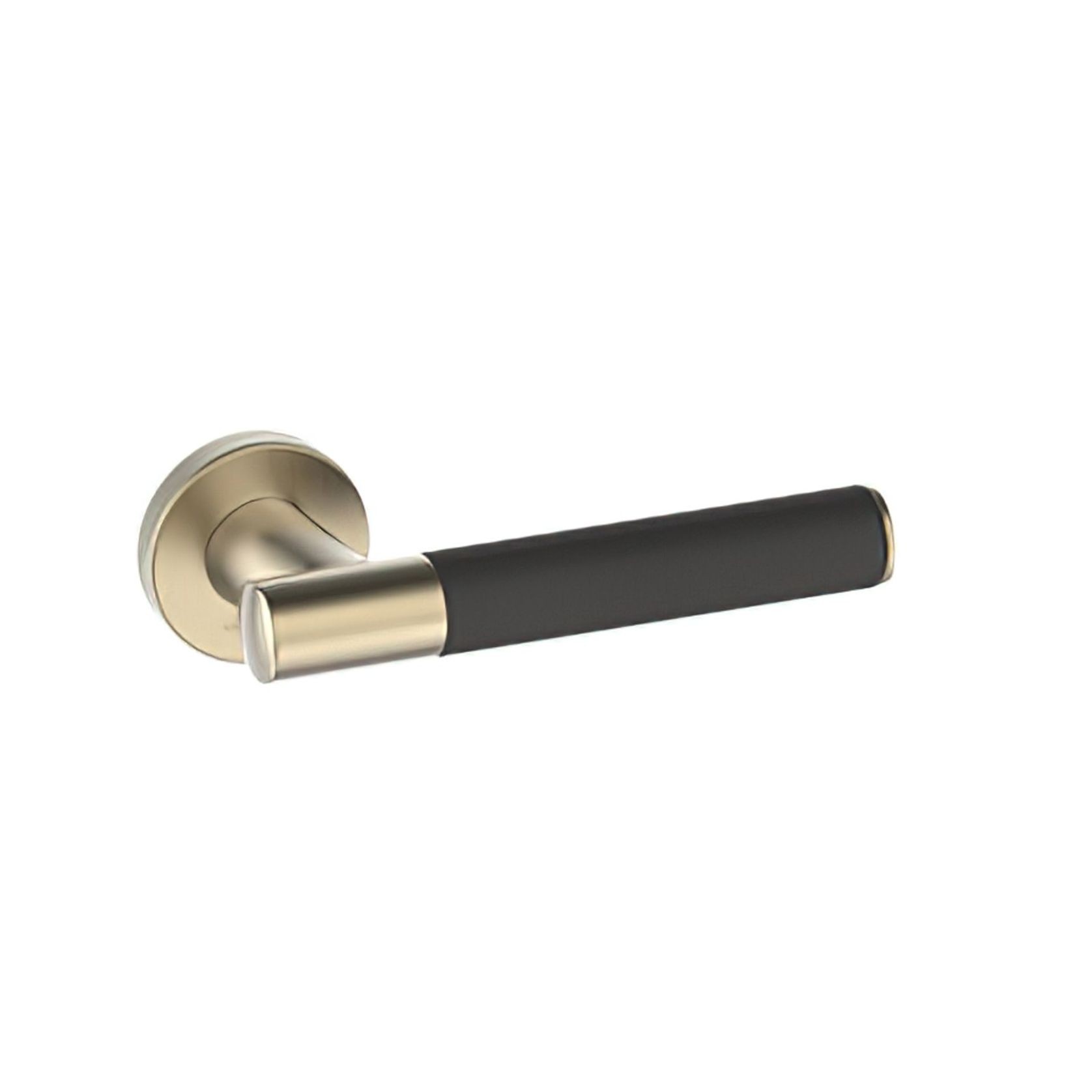 Kawajun Solid Brass and Leather Door Leverset TCC gallery detail image