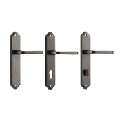 Door Lever on Shouldered Backplate Distressed Nickel gallery detail image