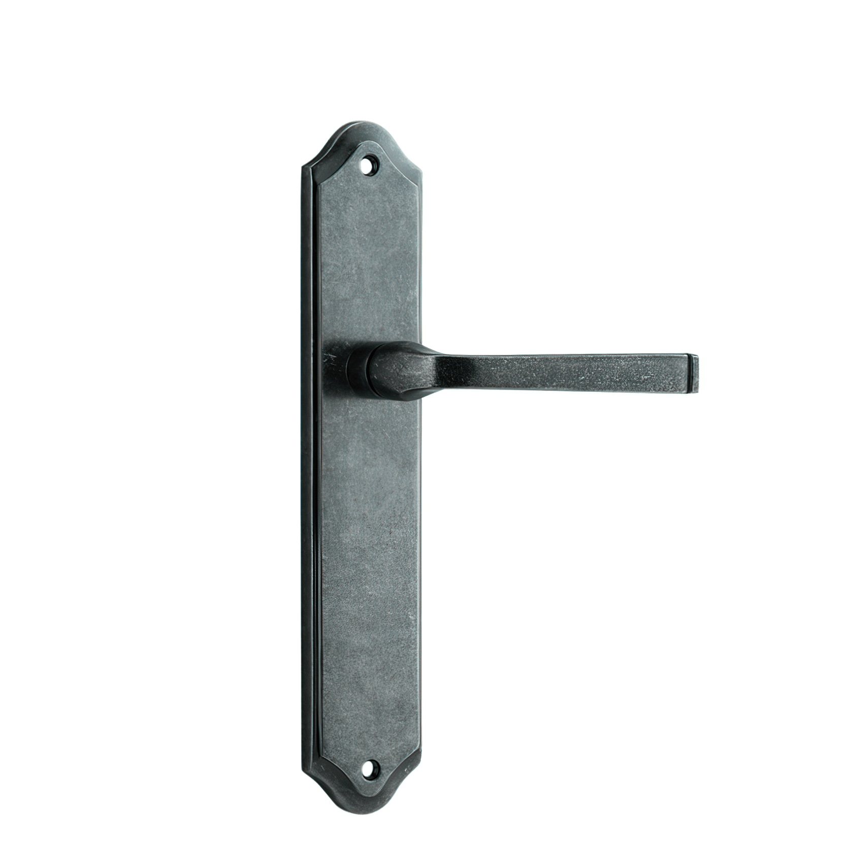 Door Lever on Shouldered Backplate Distressed Nickel gallery detail image