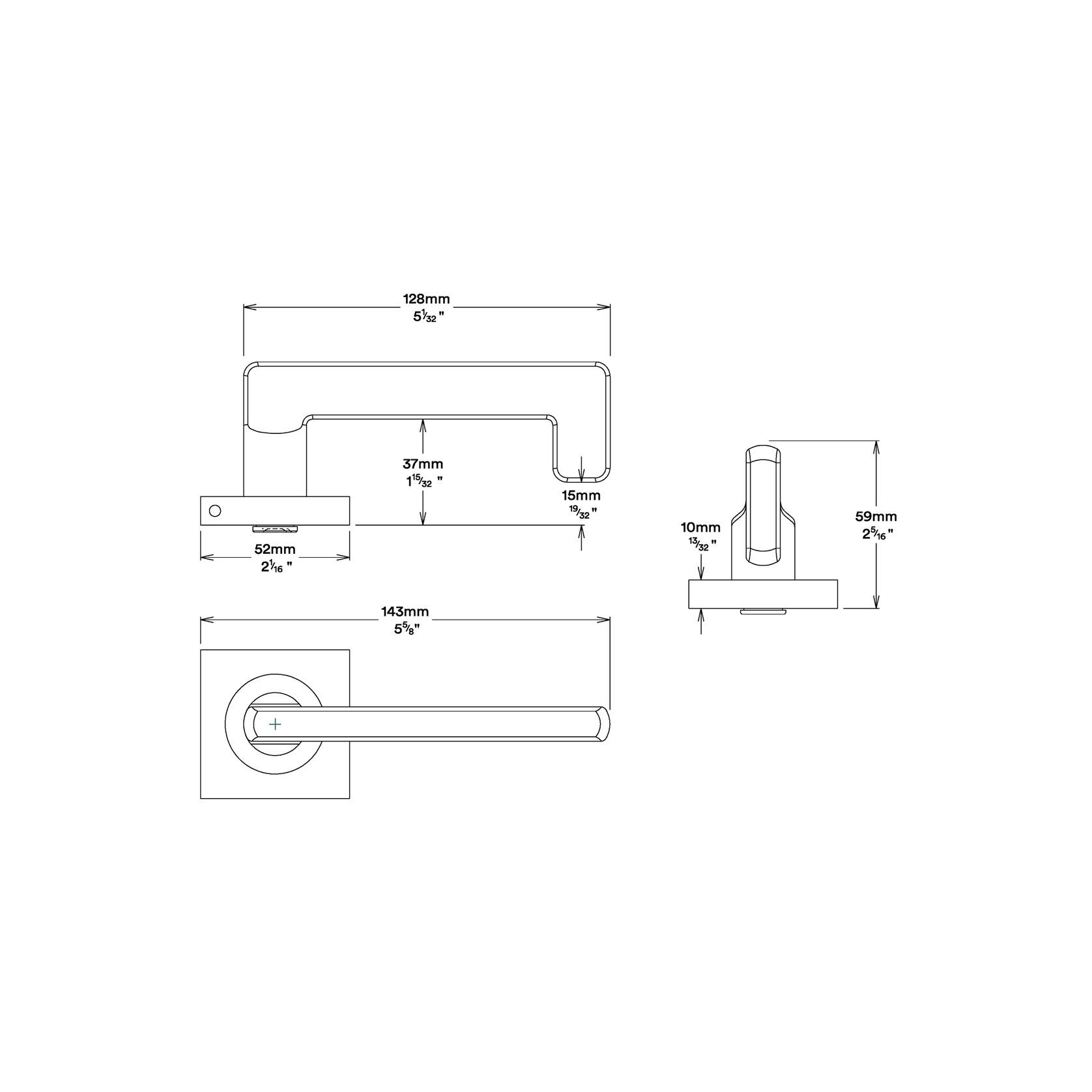 Iver Baltimore Return Door Lever Handle on Square Rose gallery detail image