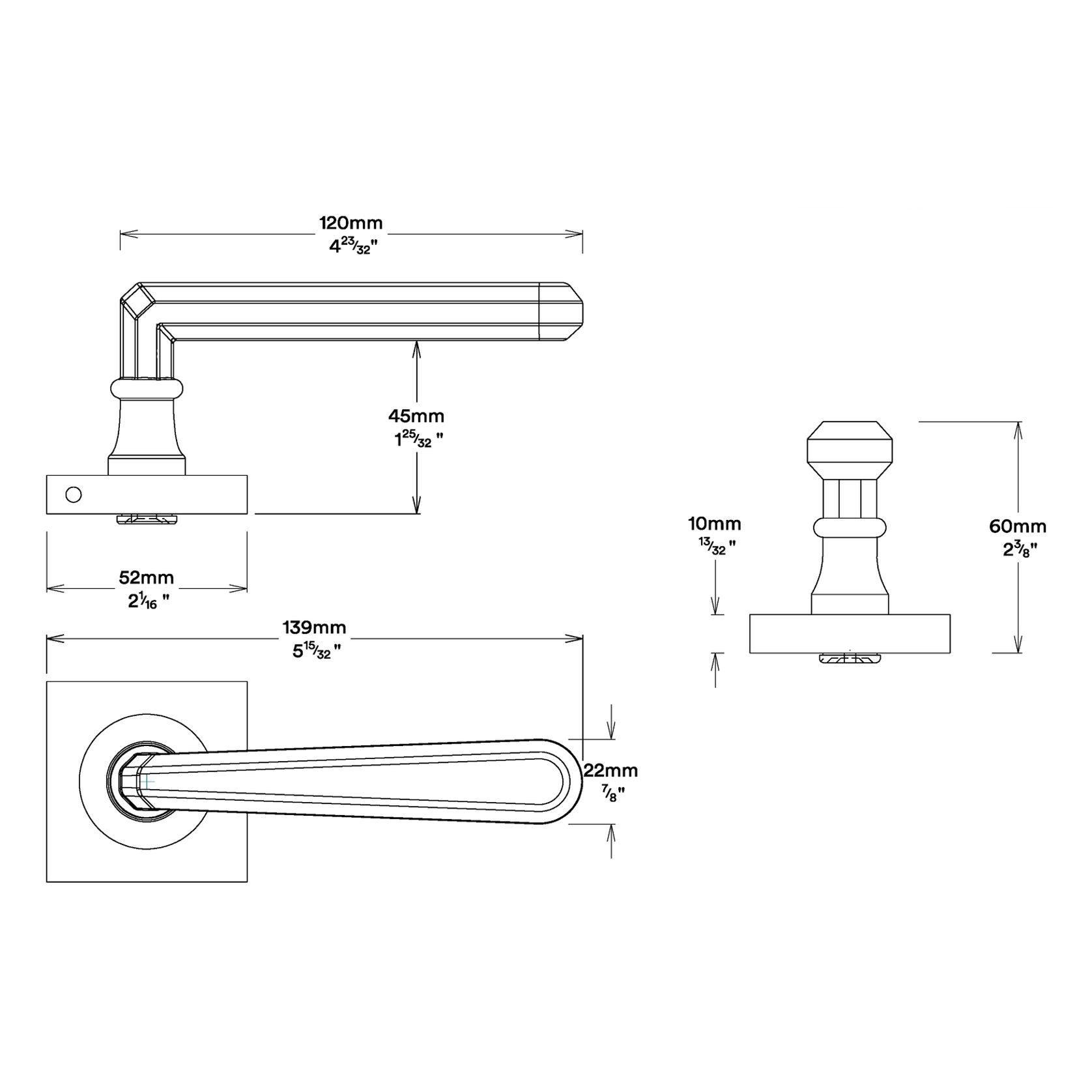 Iver Copenhagen Door Lever Handle on Square Rose gallery detail image