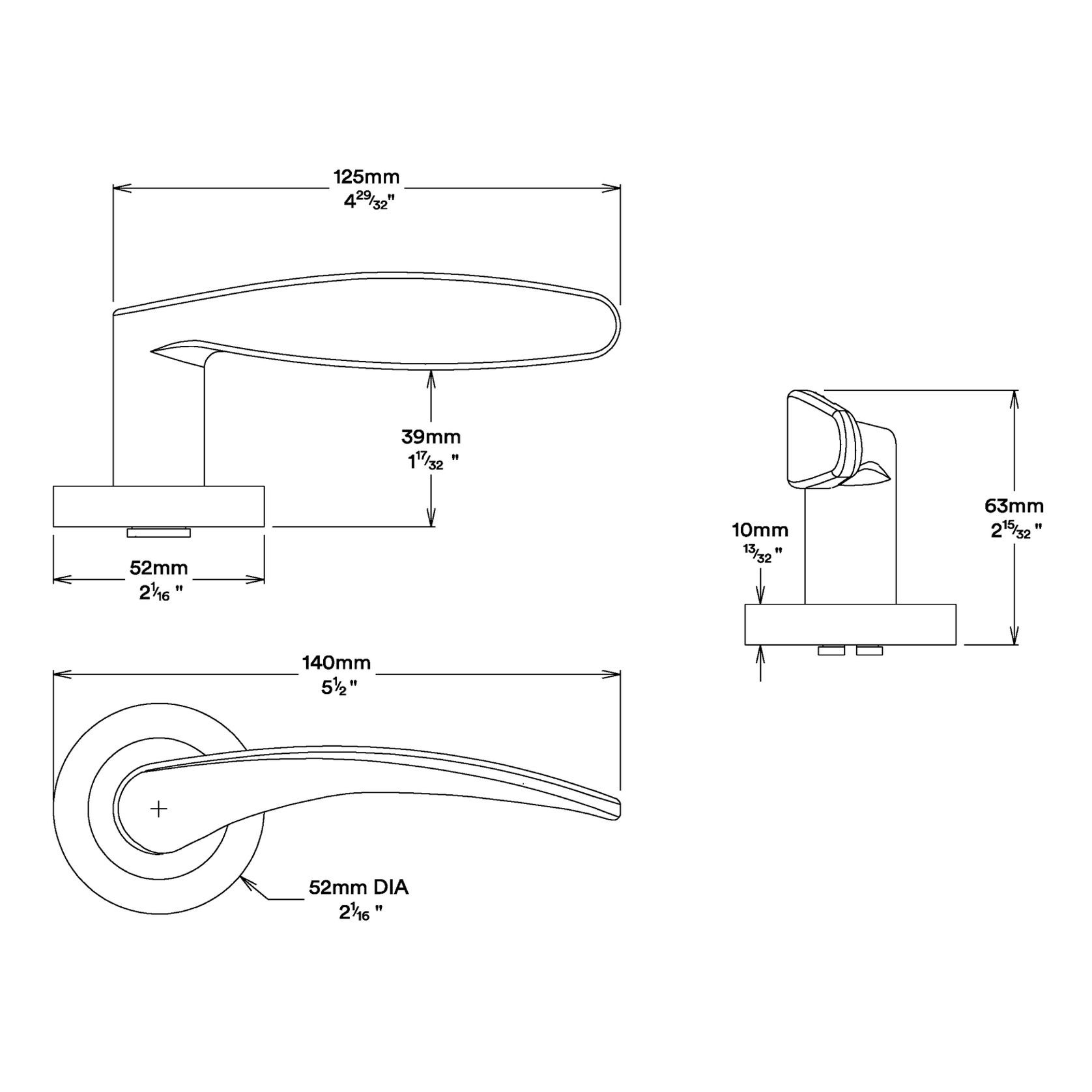 Iver Oxford Door Lever Handle on Round Rose gallery detail image