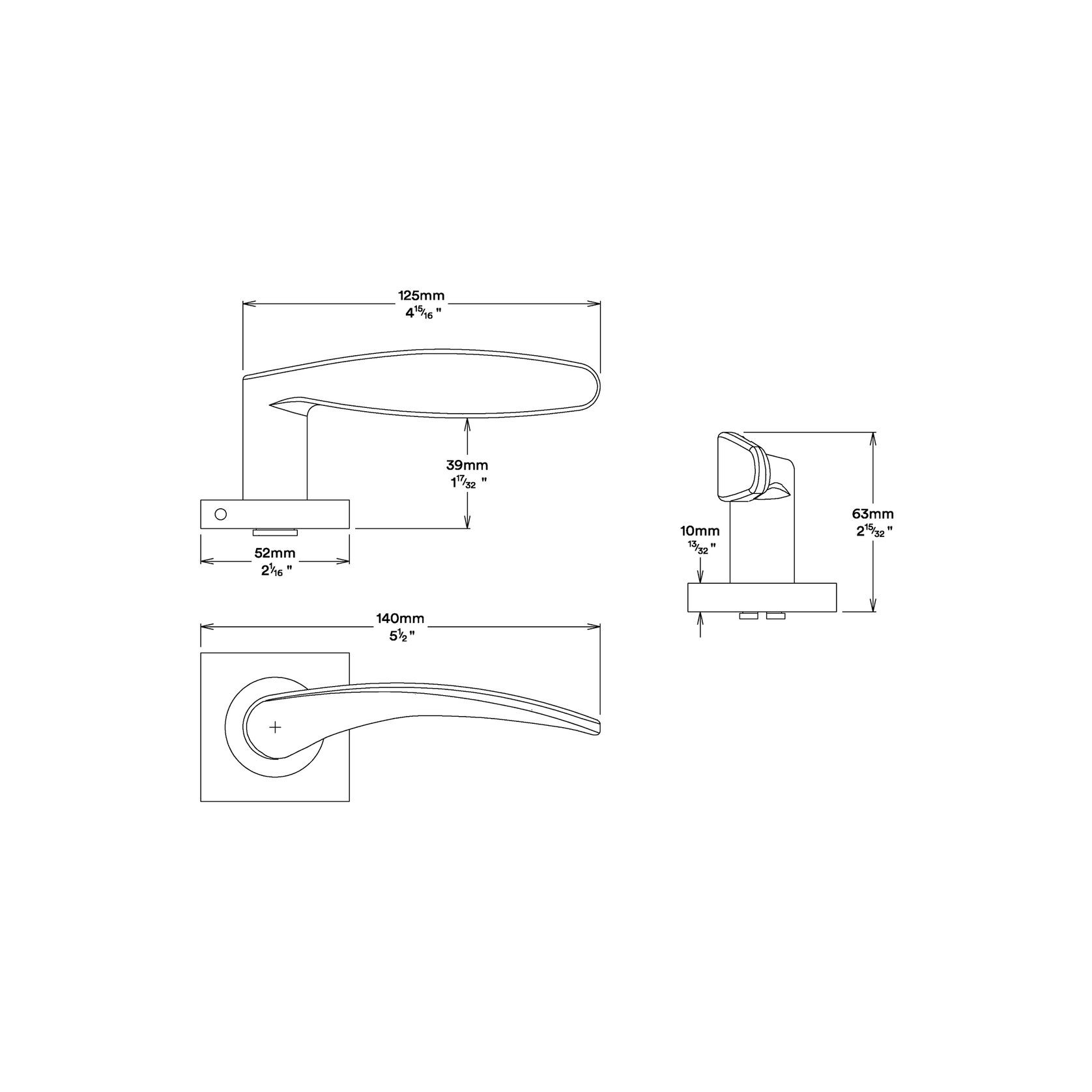 Iver Oxford Door Lever Handle on Square Rose gallery detail image