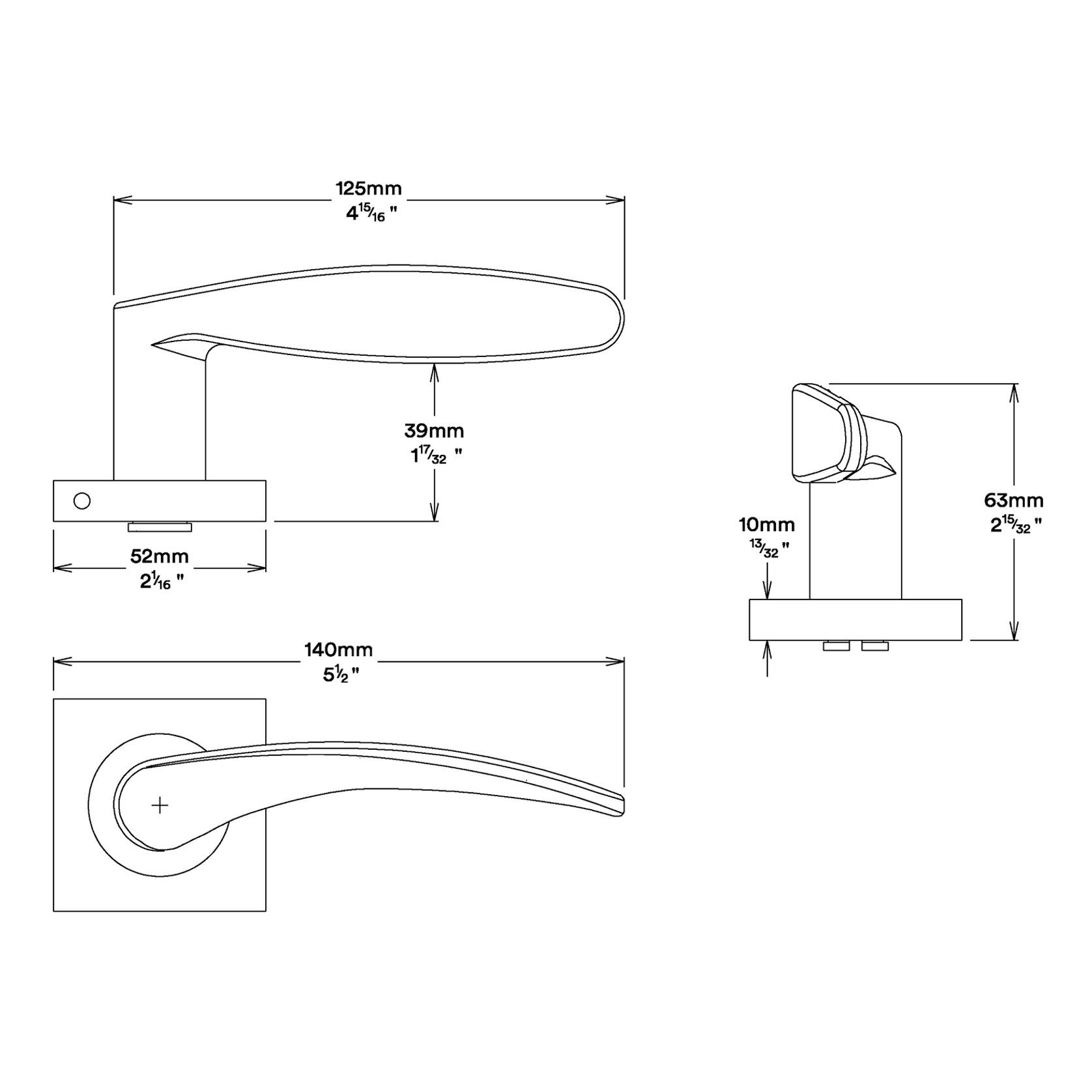 Iver Oxford Door Lever Handle on Square Rose gallery detail image