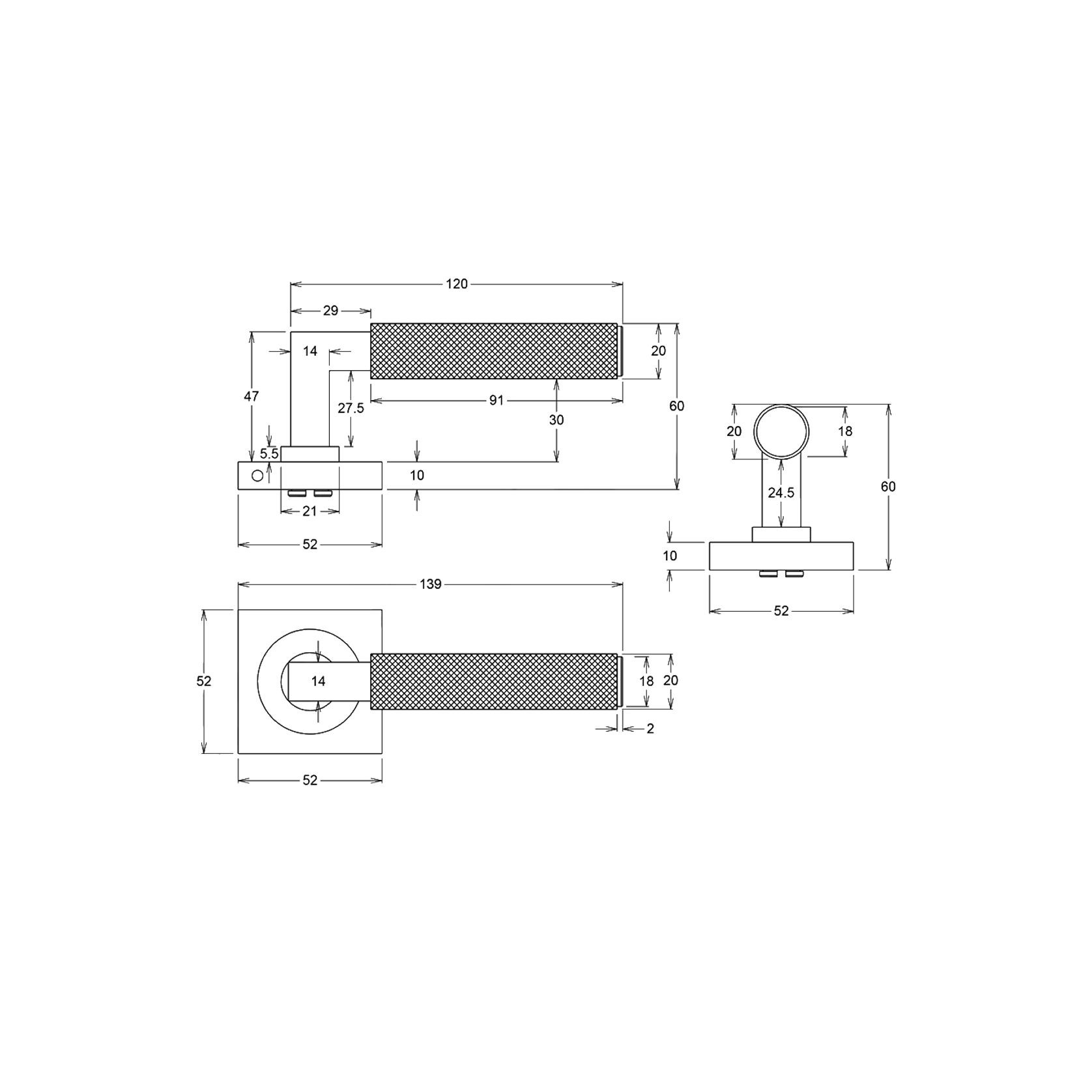 Iver Brunswick Door Lever Handle on Square Rose Passage gallery detail image