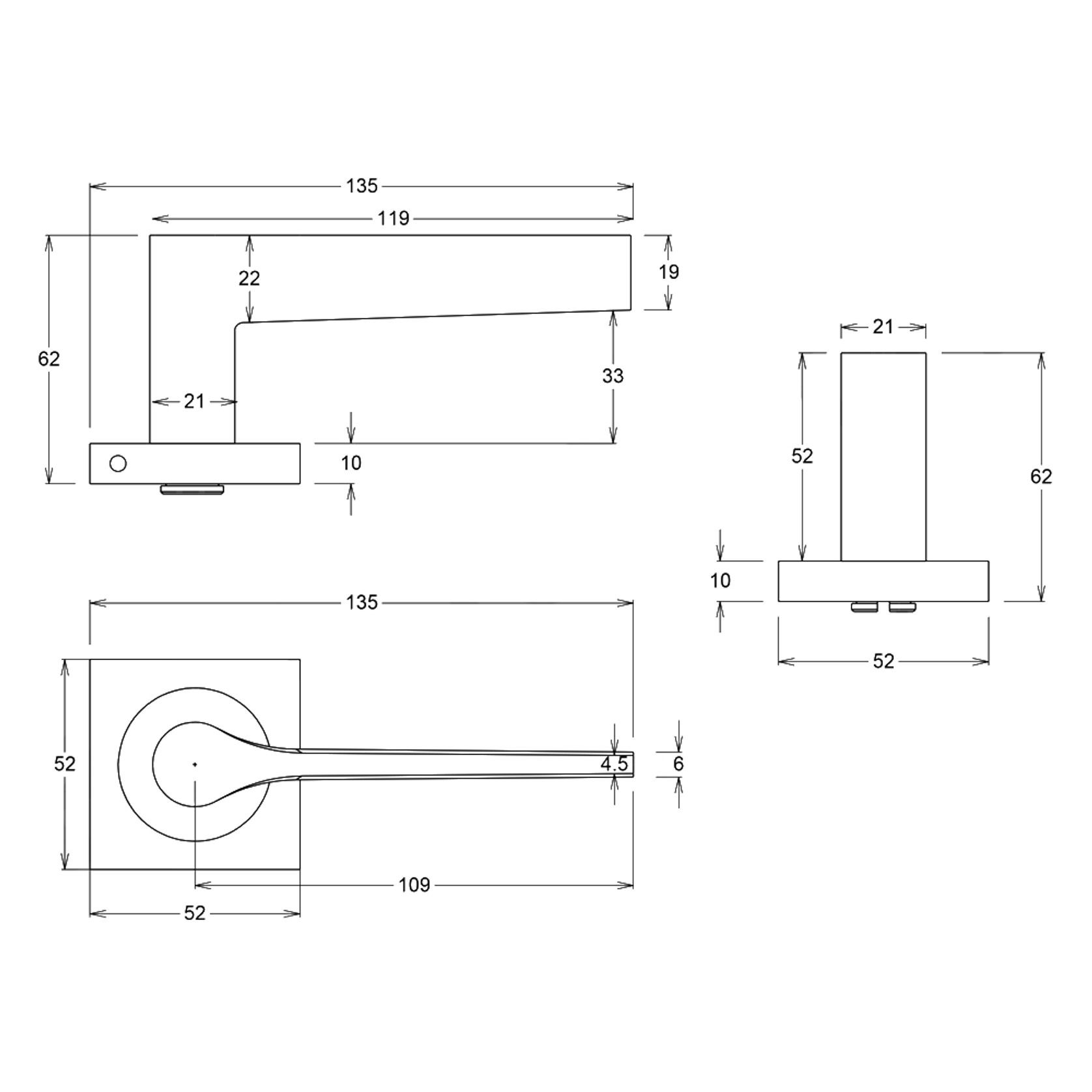 Iver Como Door Lever Handle on Square Rose Passage gallery detail image