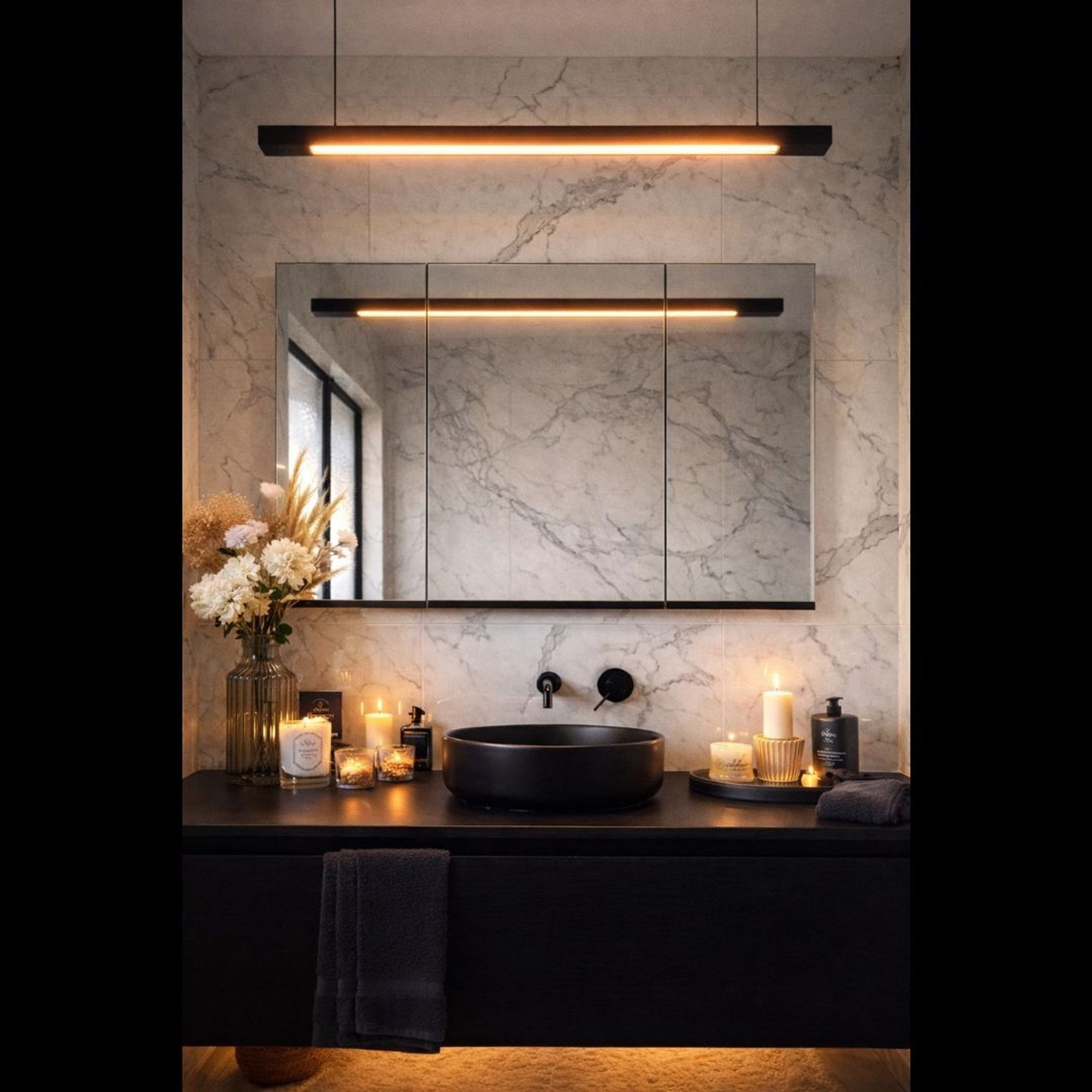 Capsühl Linear LED Pendant Black gallery detail image