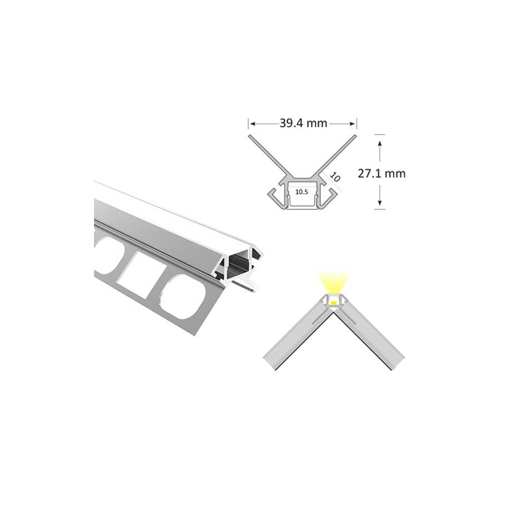 Trimless Outer Corner Extrusion gallery detail image