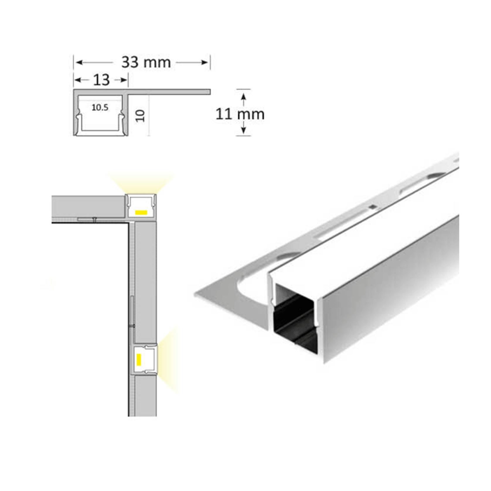 TL007 Tile Edge LED Profile gallery detail image