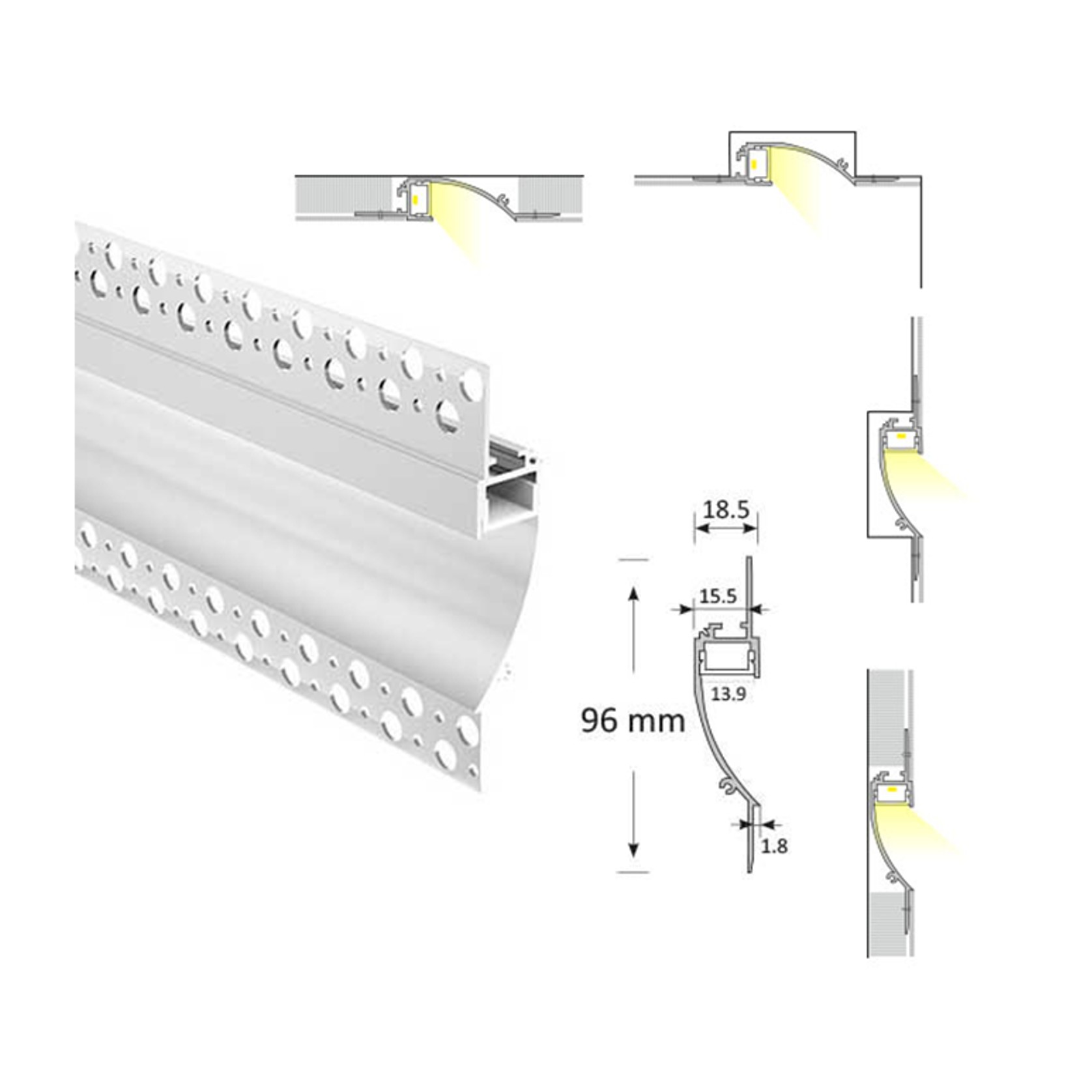Cove Lighting Trimless Extrusion TL014 gallery detail image