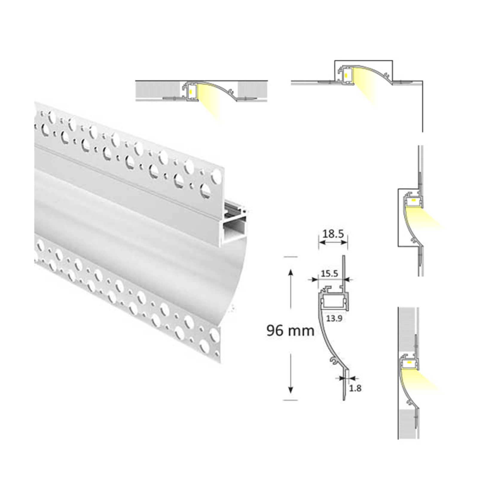 Cove Lighting Trimless Extrusion TL014 gallery detail image