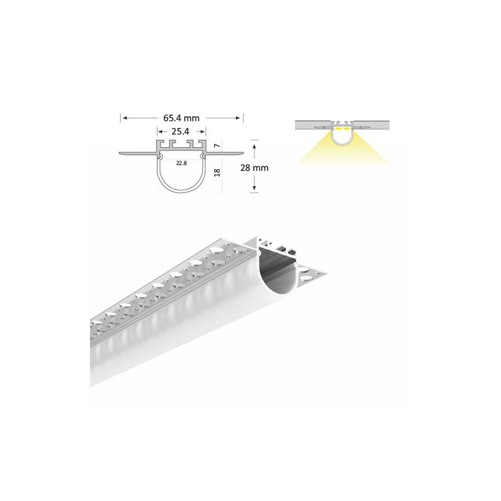 Plaster in Linear LED Profile w/ Semi Circular Diffuser gallery detail image